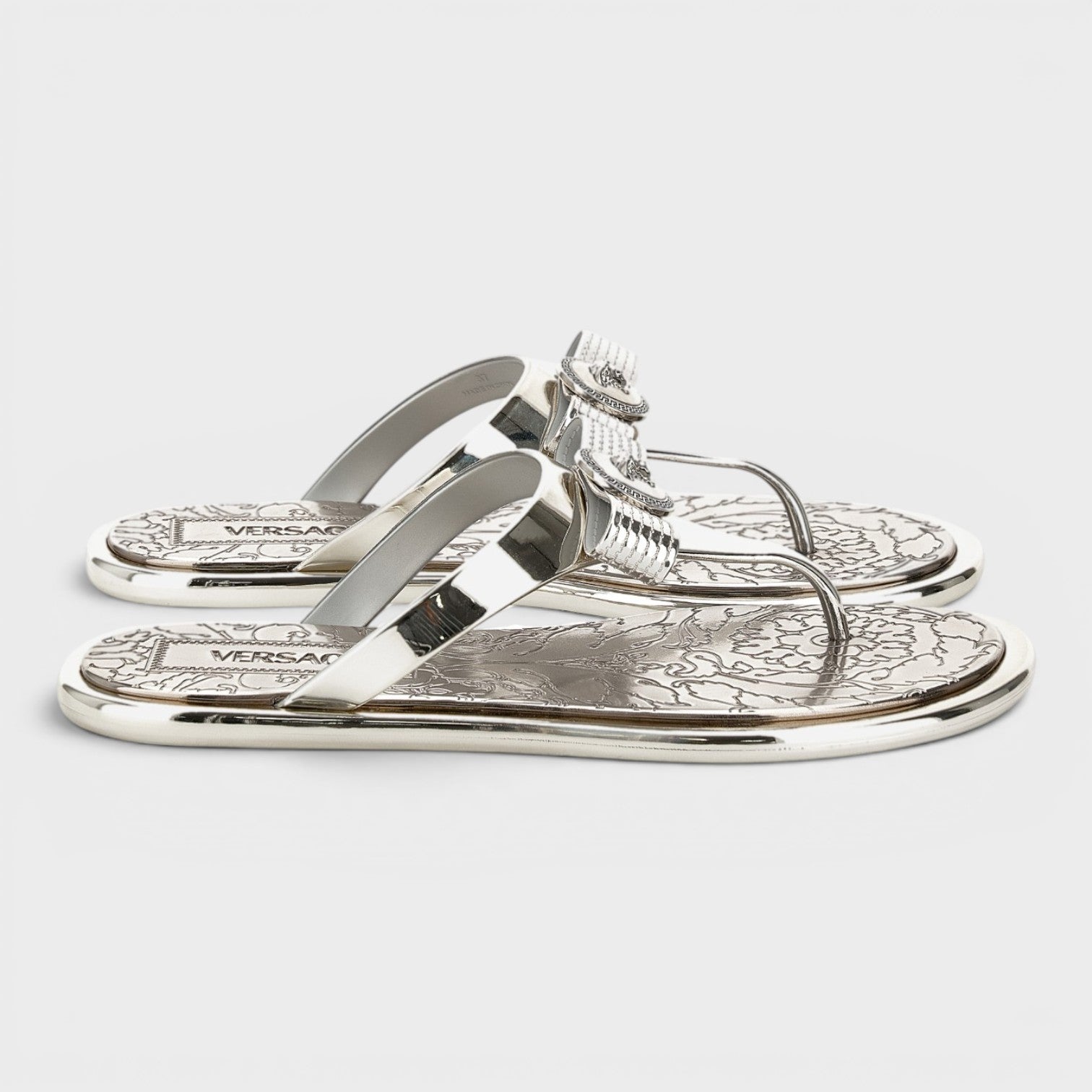 Gianni Ribbon Slides Rubber Silver Palladium