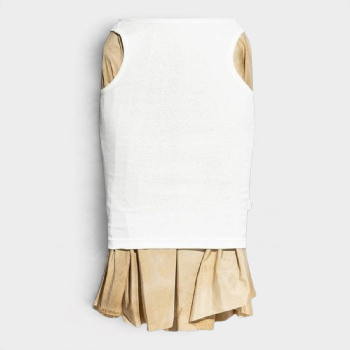Layered Knee Length Skirt Beige White