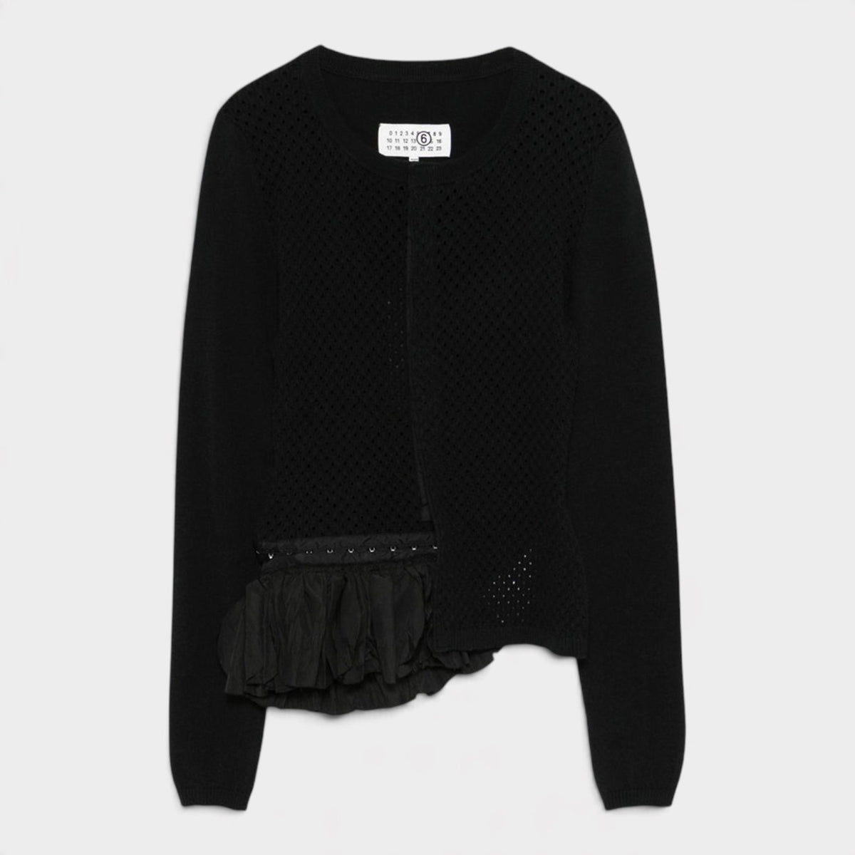 MM6 Pointelle Knit Cardigan Black