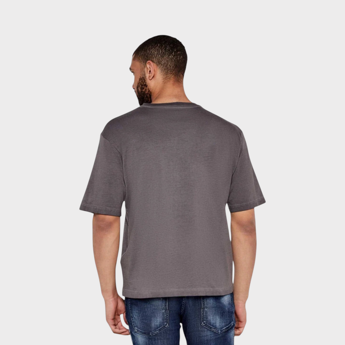 Loose Fit Fade Cartoon Logo Grey T-Shirt