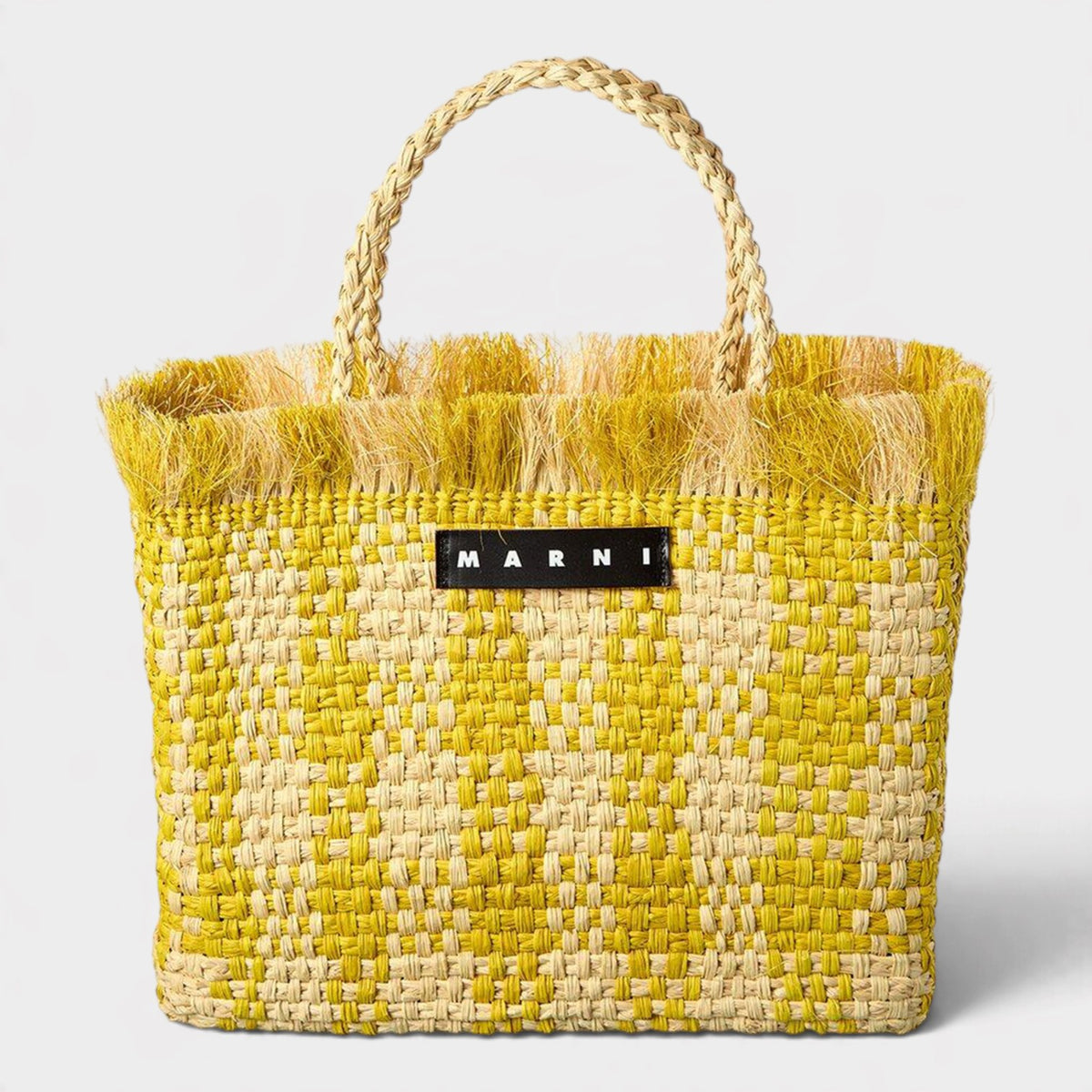 Iraca Palm Med Tote Bag Lemon Yellow