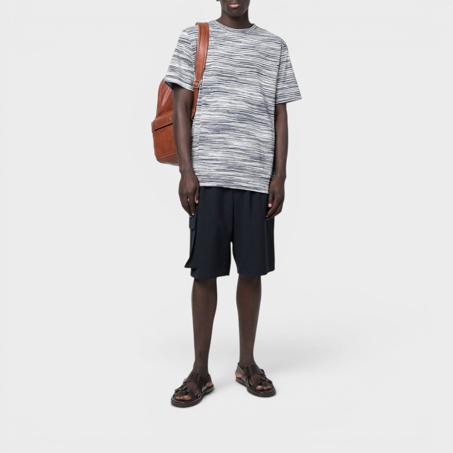 Space Dye Short Sleeve T-Shirt Navy White