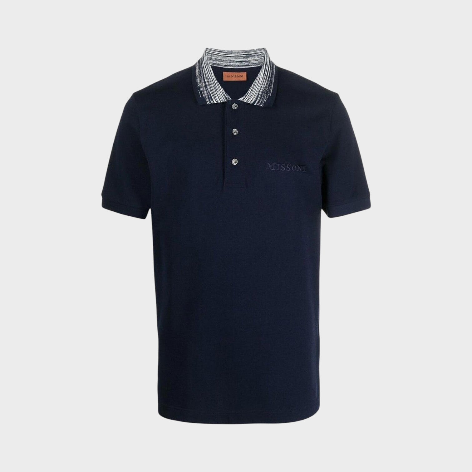 Contrast Collar Polo Shirt Navy Contrast Space Dyed Navy White