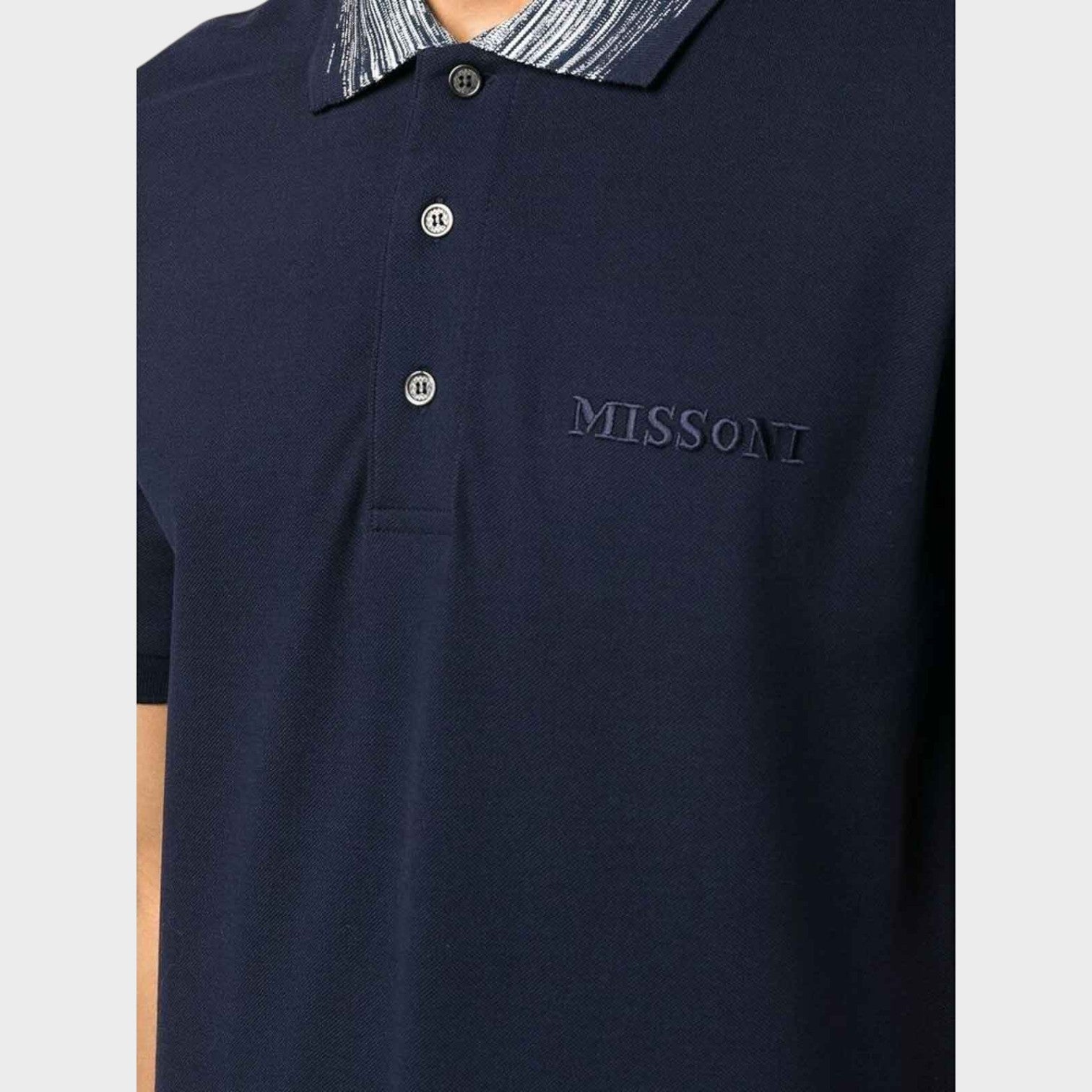 Contrast Collar Polo Shirt Navy Contrast Space Dyed Navy White