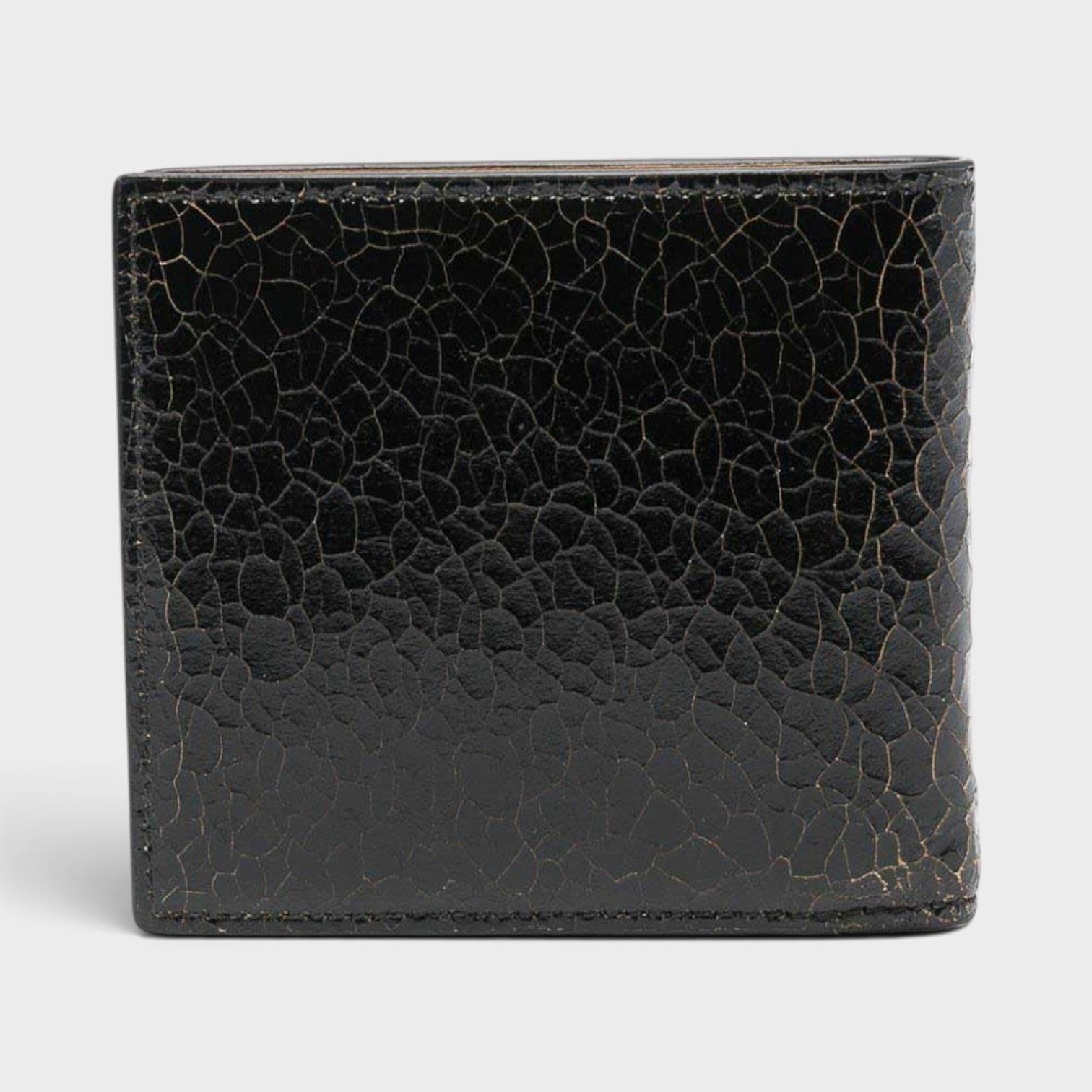Logo Bi-fold Wallet Crackled Leather Black