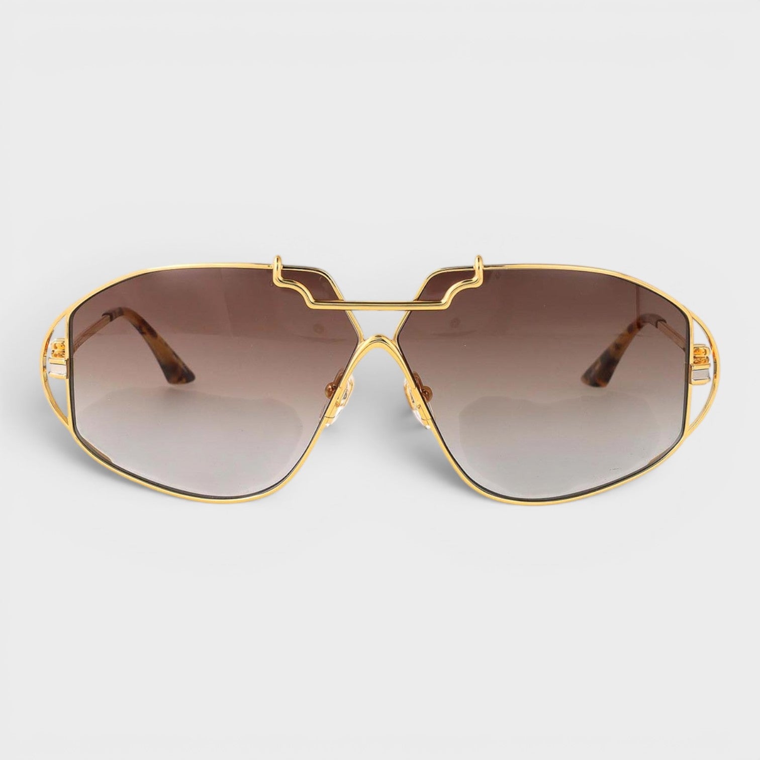 Stainless Steel Aviator Gold Silver Tortoiseshell Brown Gradient