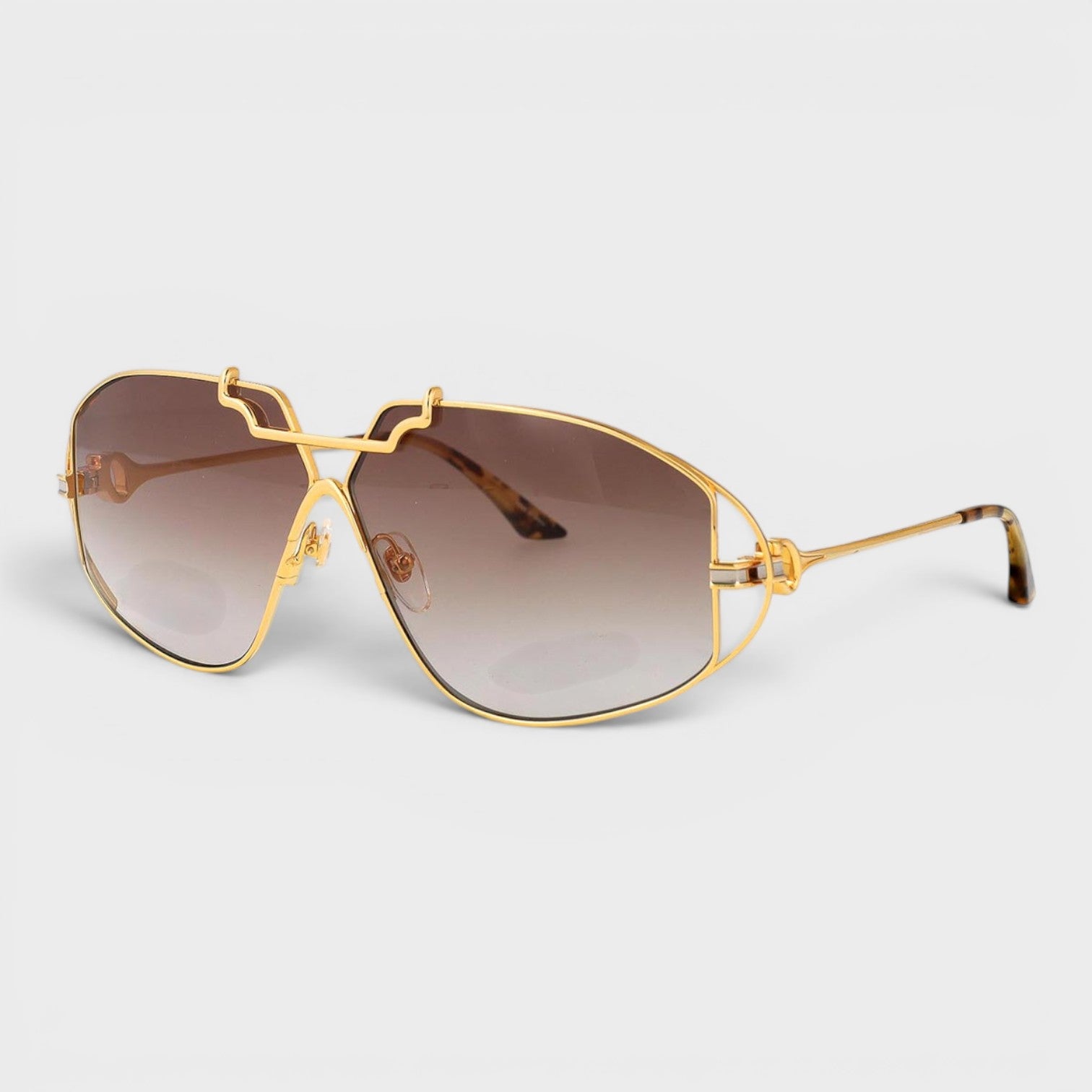 Stainless Steel Aviator Gold Silver Tortoiseshell Brown Gradient