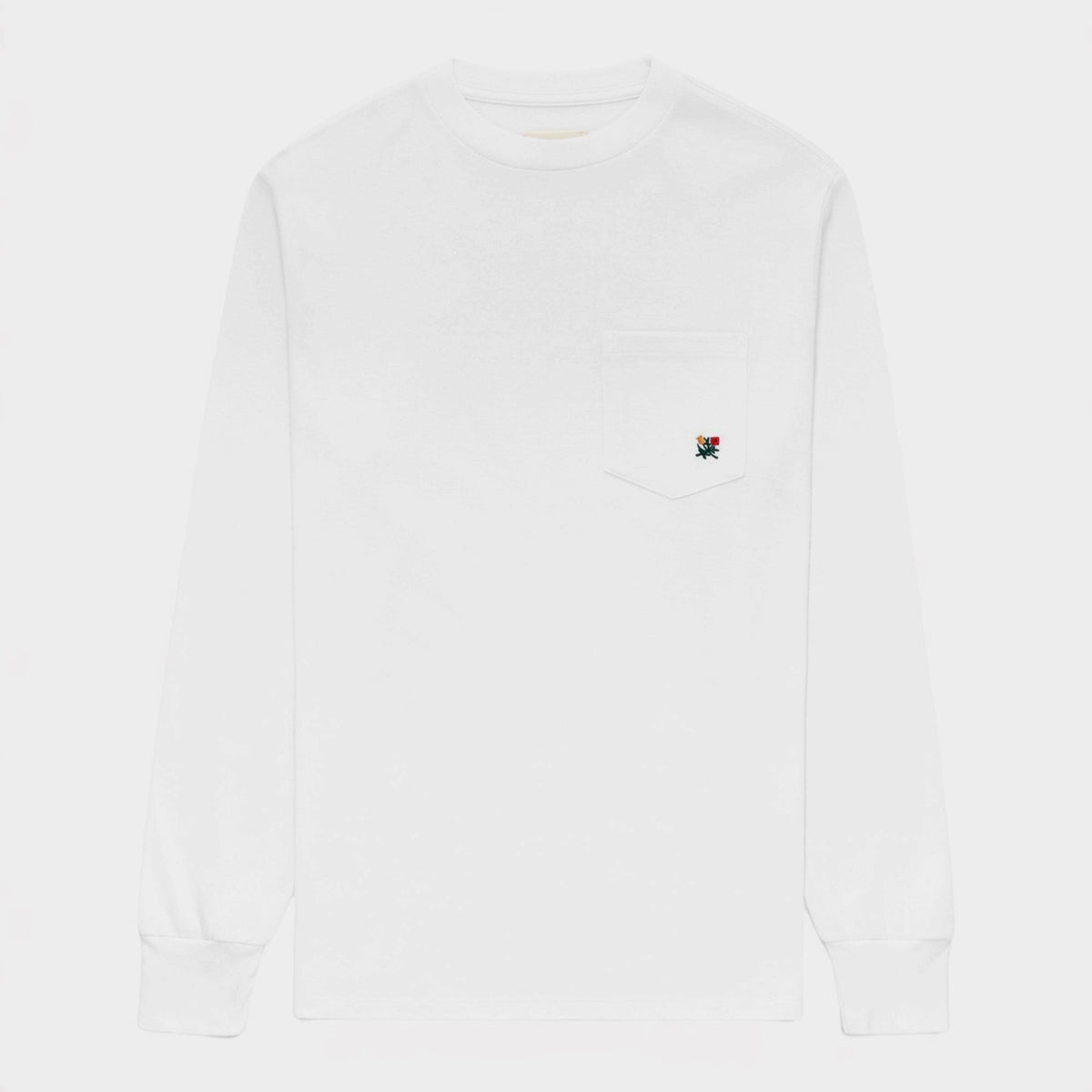 Long-Sleeve Crest Pocket Tee White