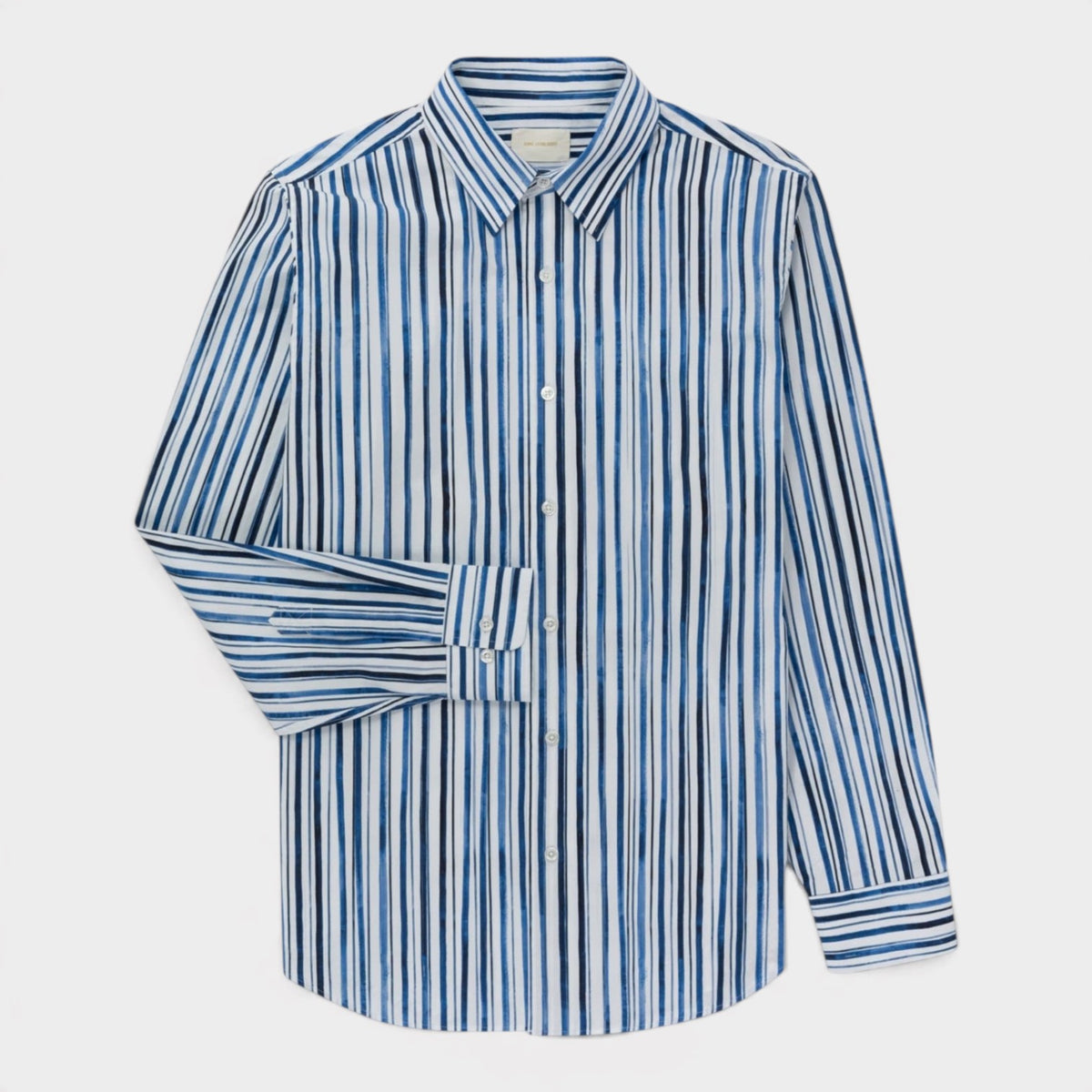 Watercolour Painted Stripe Shirt Blue White