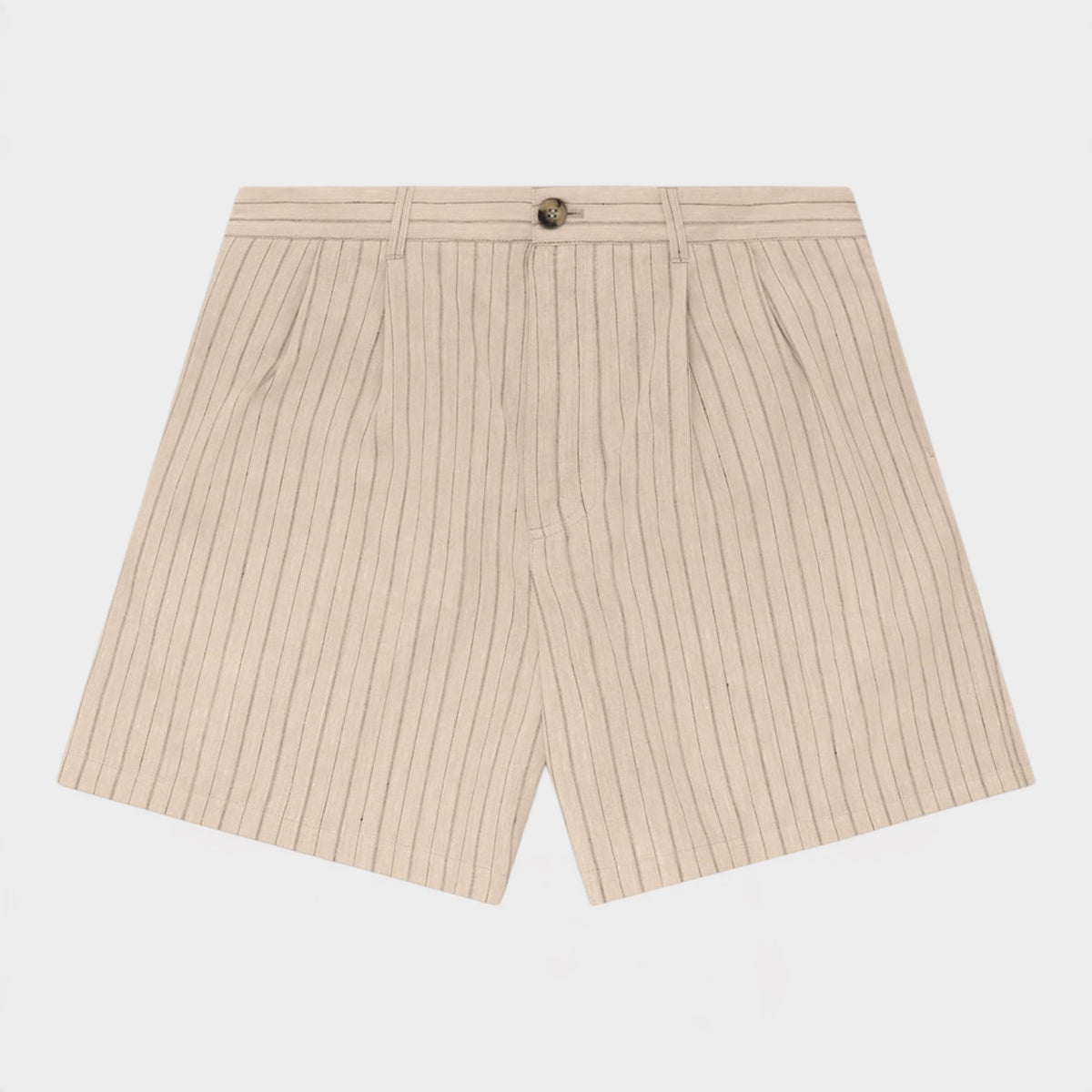 Double Pleated Linen Short Sand Stripe