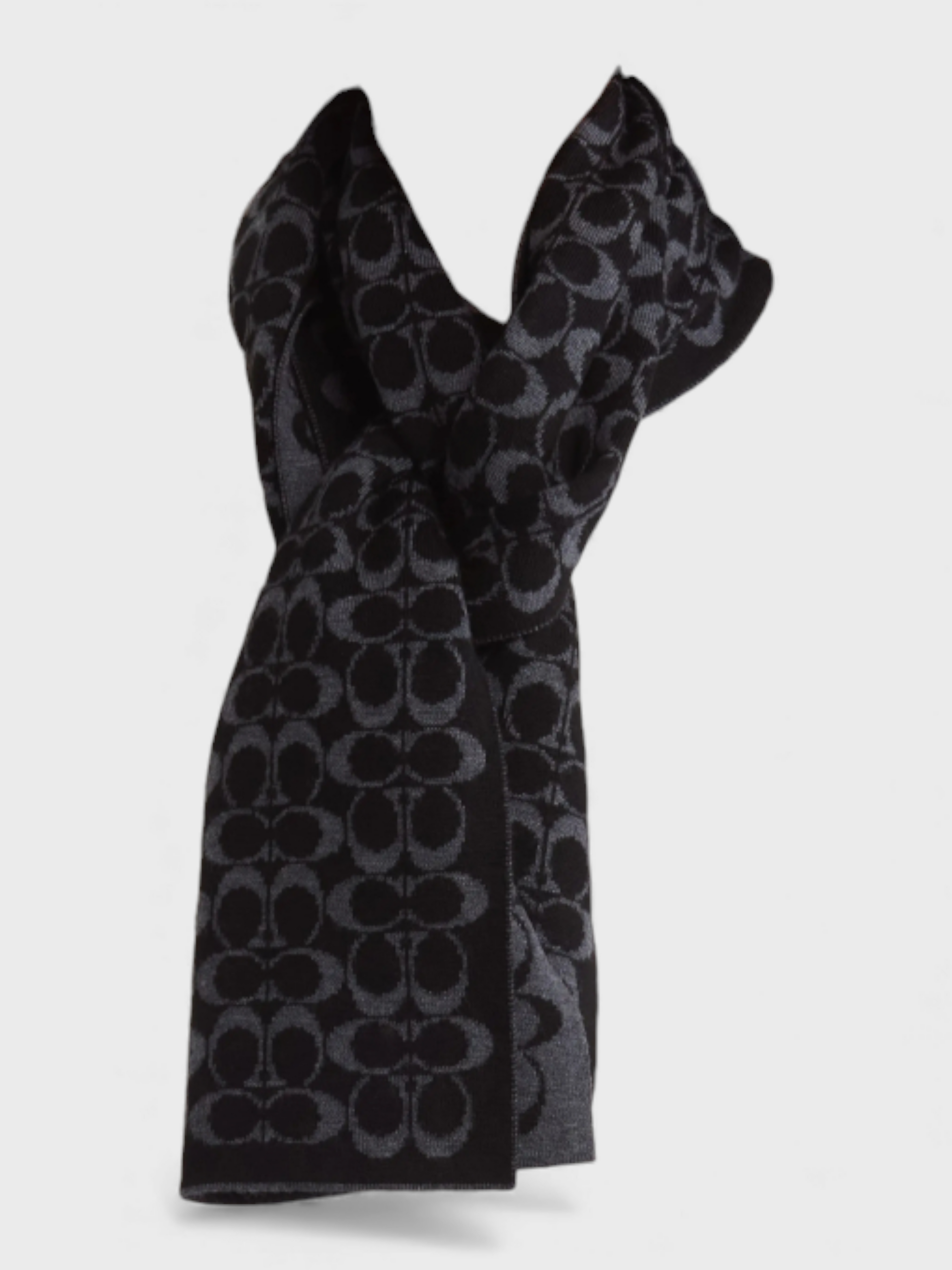 Coach Signature Scarf Black Grey