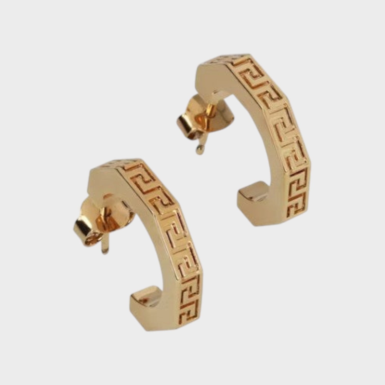Greca Mini Hoop Earrings Gold