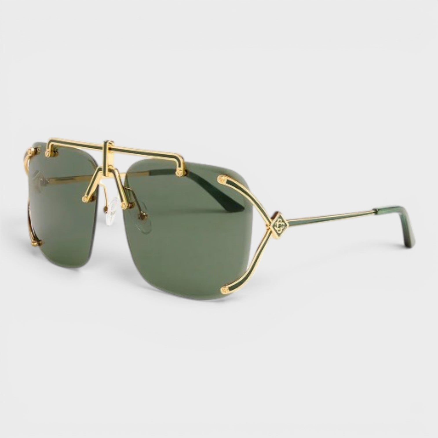 Stainless Steel Aviator Yellow Gold Green