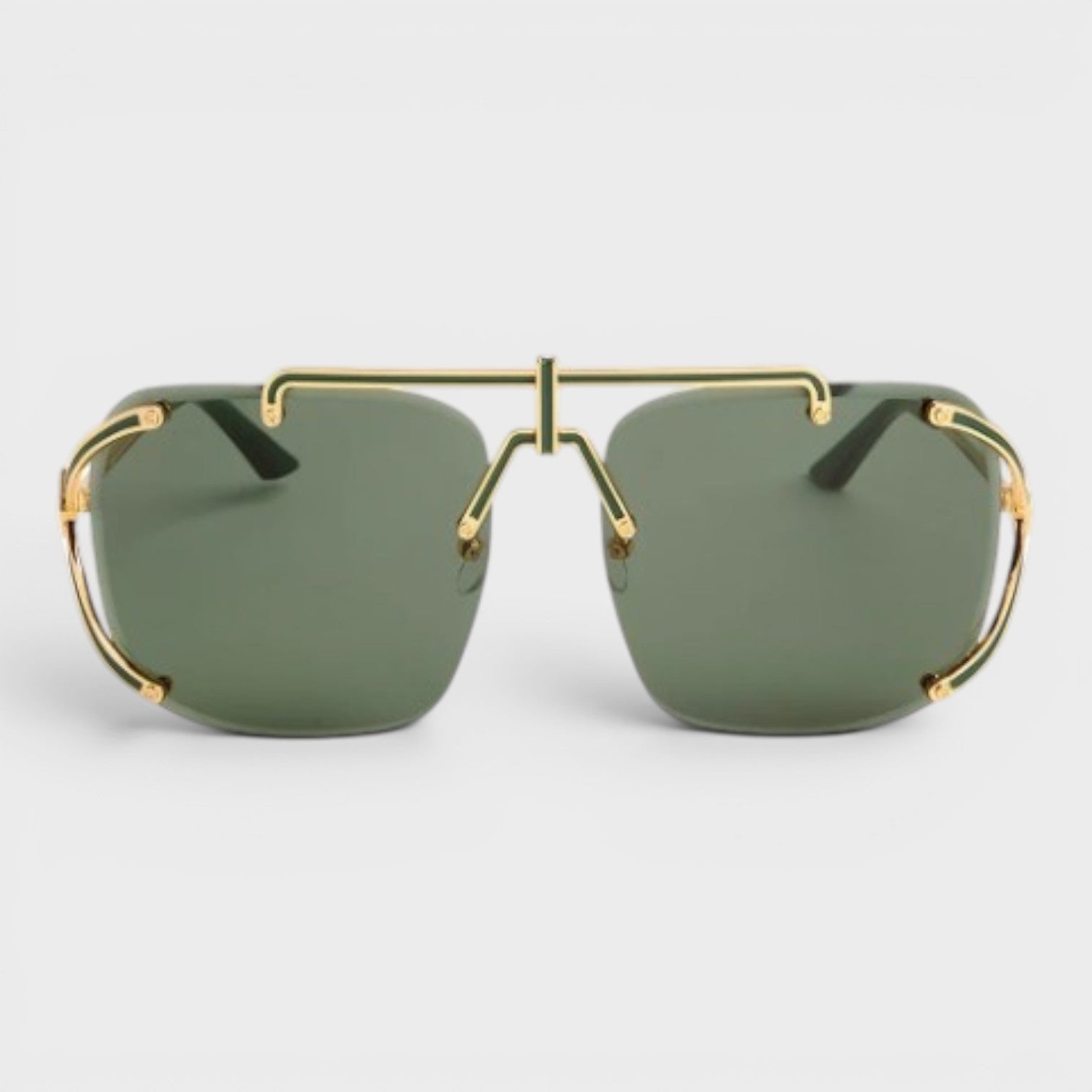 Stainless Steel Aviator Yellow Gold Green