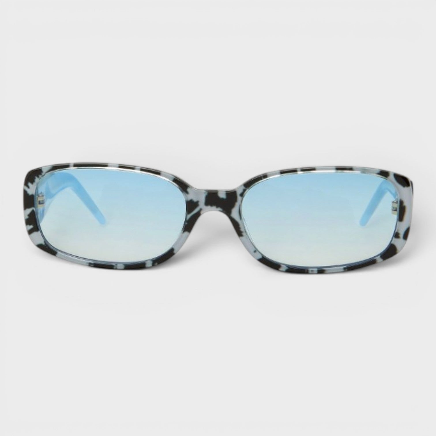 Oval Stripe Acetate Sunglasses White Leopard Blue