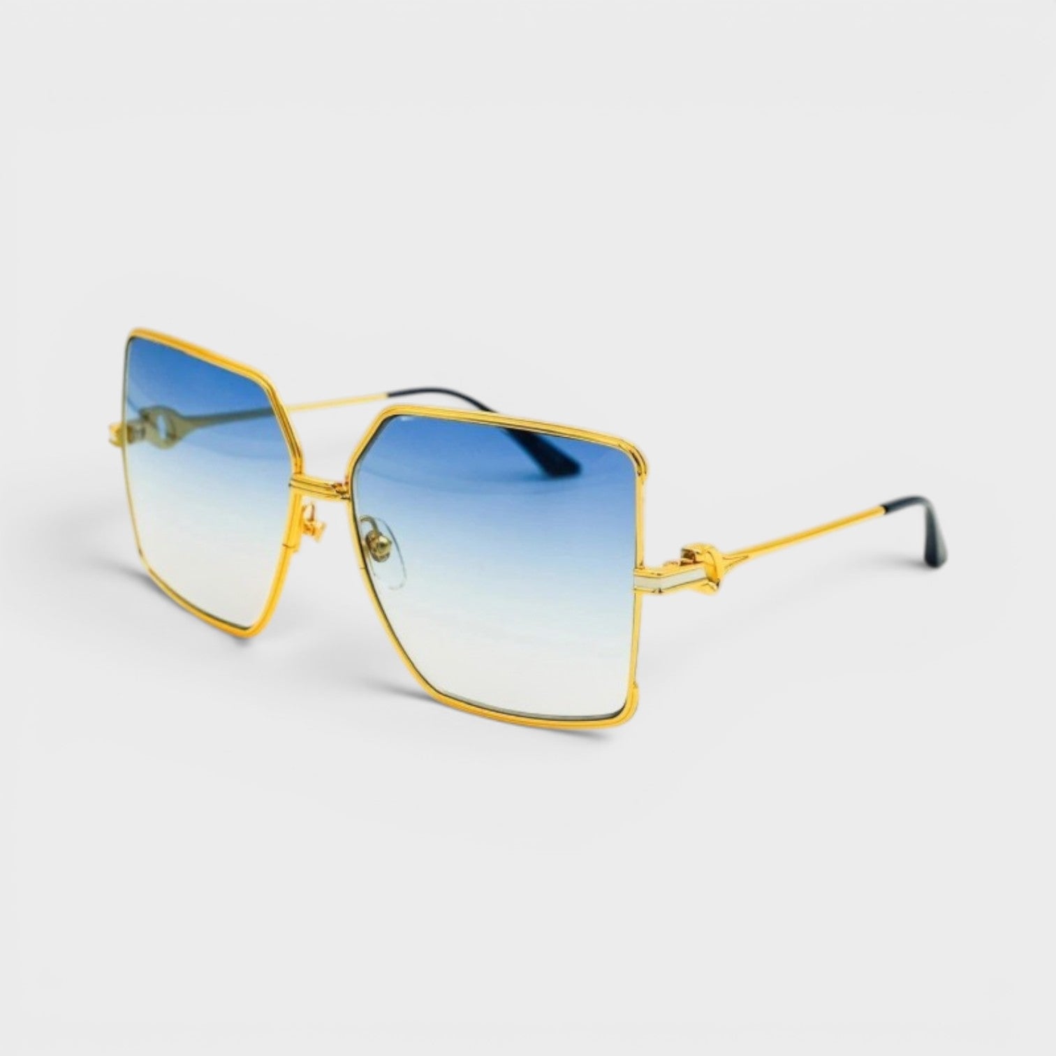 Stainless Steel Square Sunglasses Gold Silver Midnight Blue Gradient