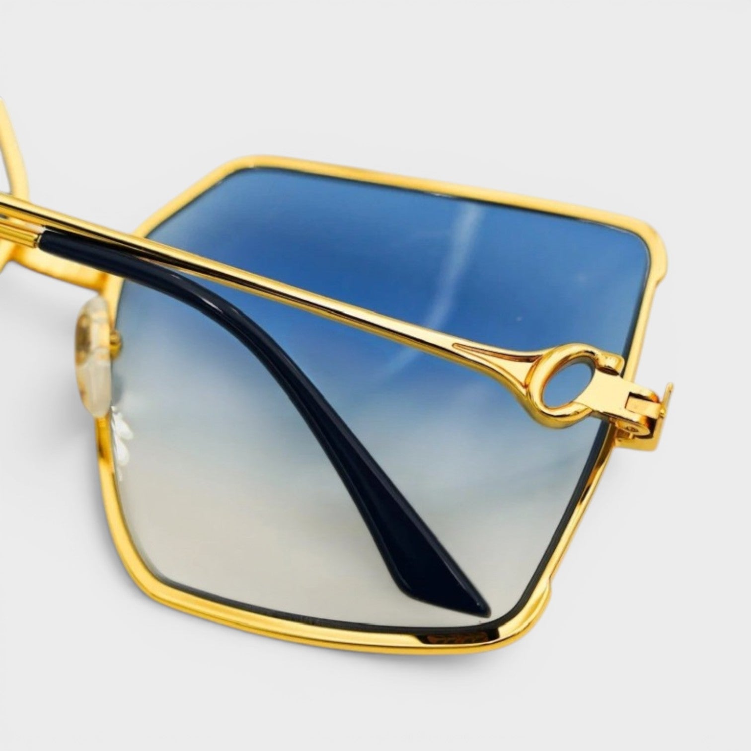 Stainless Steel Square Sunglasses Gold Silver Midnight Blue Gradient