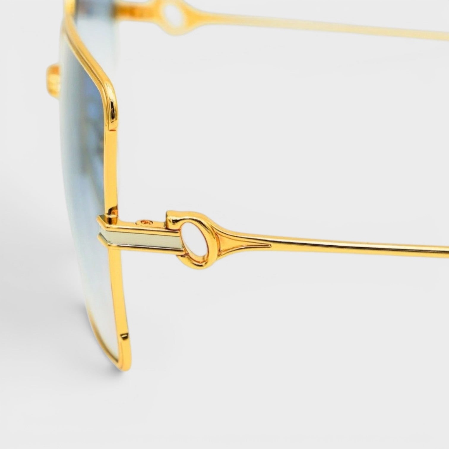 Stainless Steel Square Sunglasses Gold Silver Midnight Blue Gradient