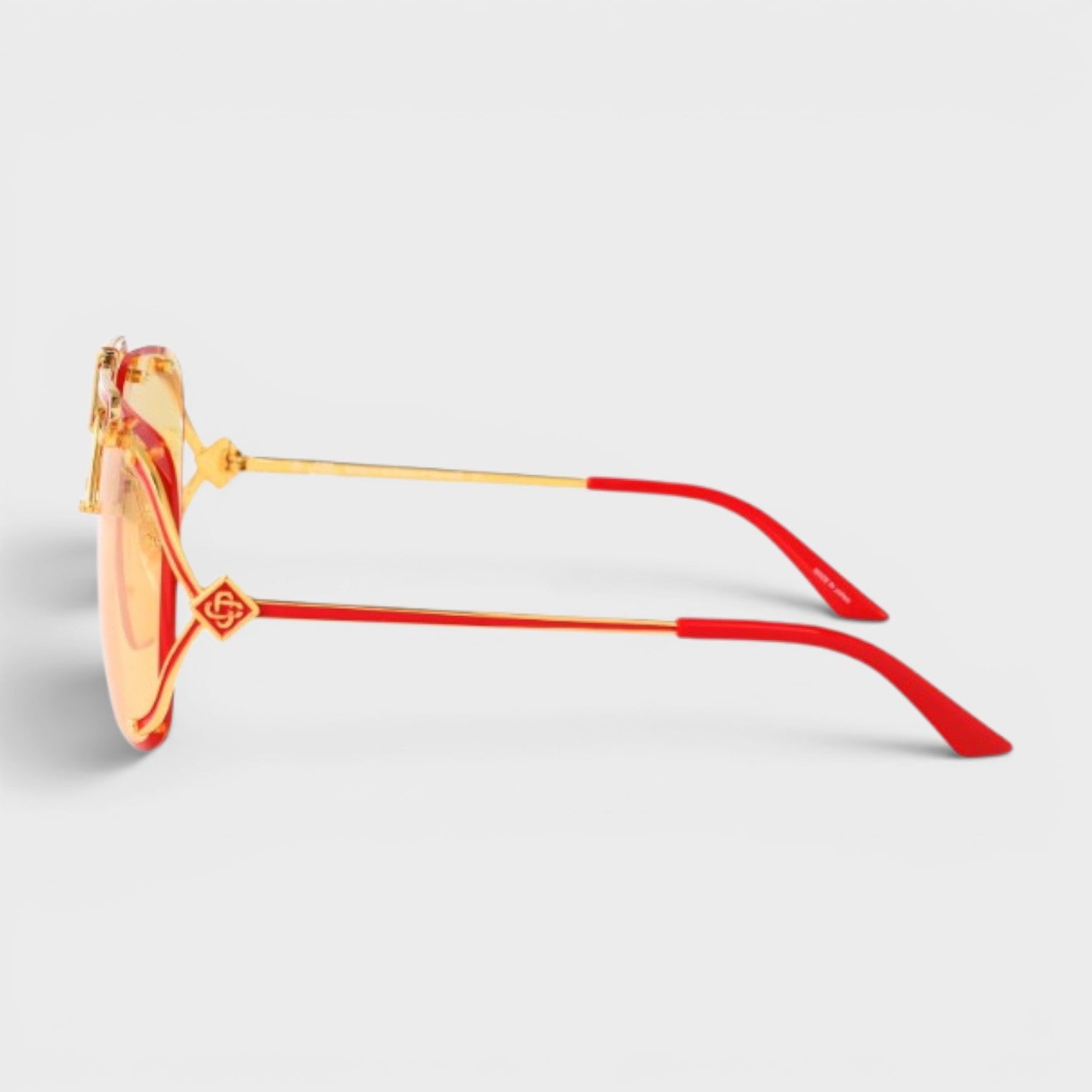 Stainless Steel Aviator Yellow Gold Red Enamel