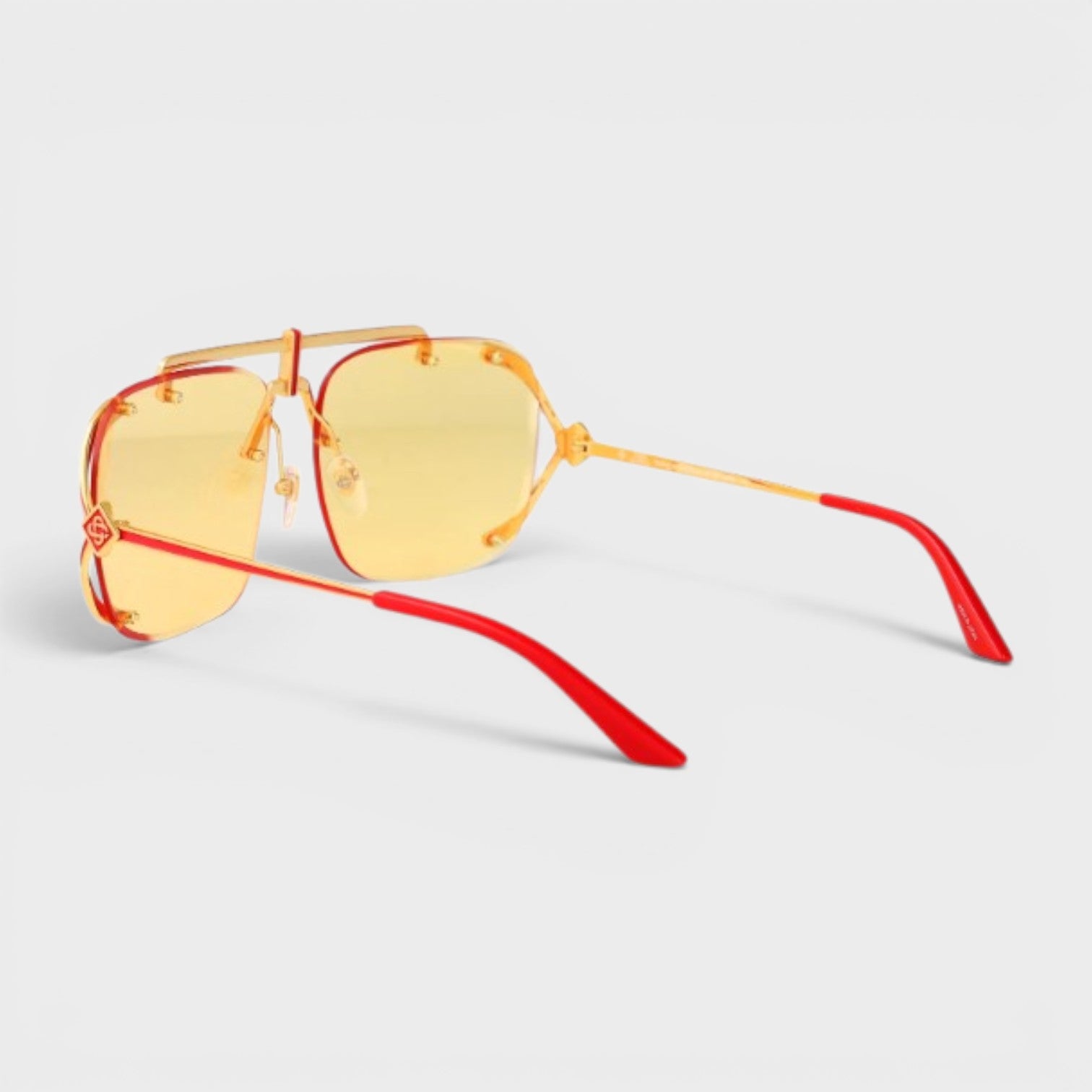 Stainless Steel Aviator Yellow Gold Red Enamel
