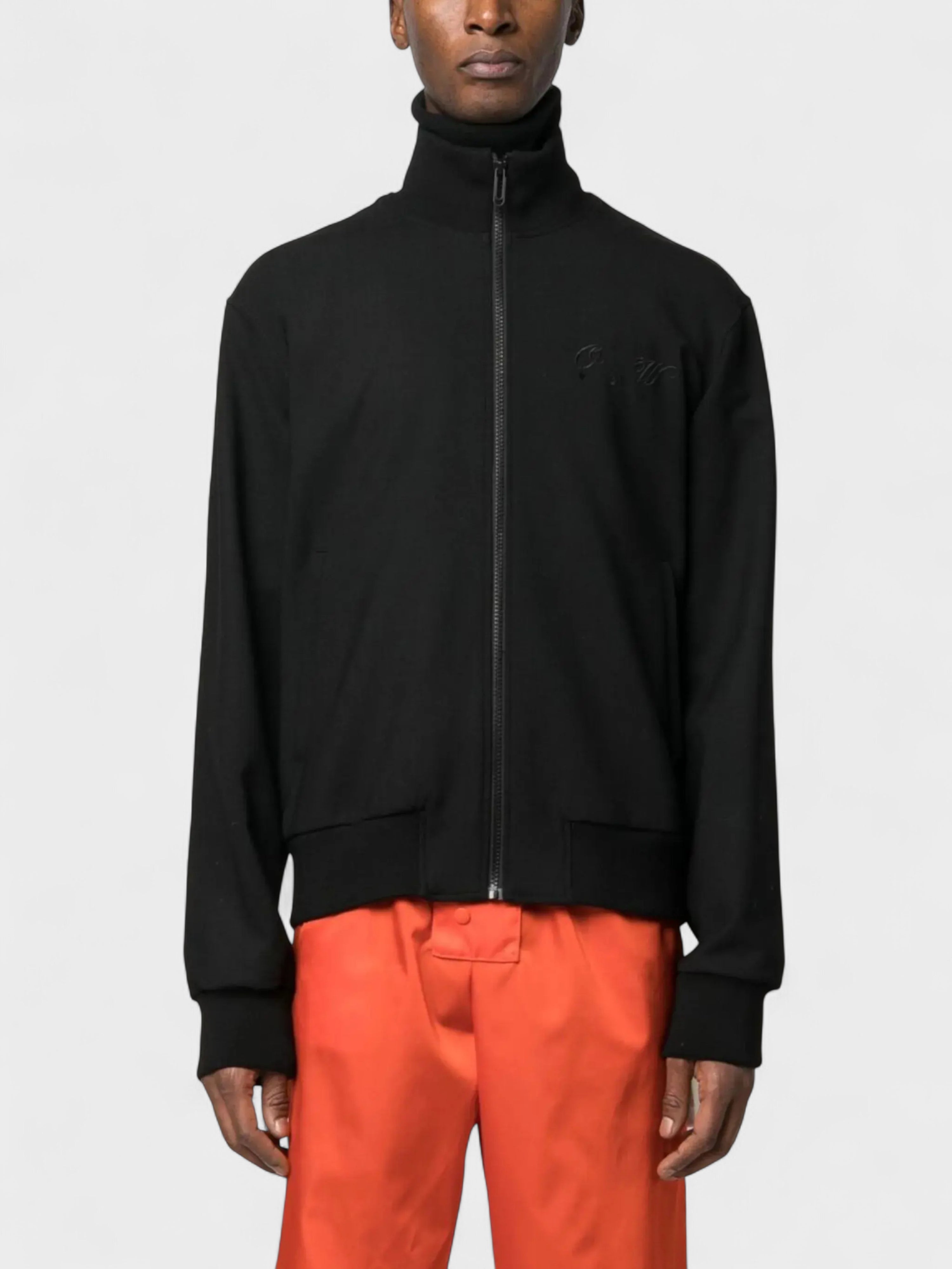 Off-White Quote Wool Slim Tracktop Black