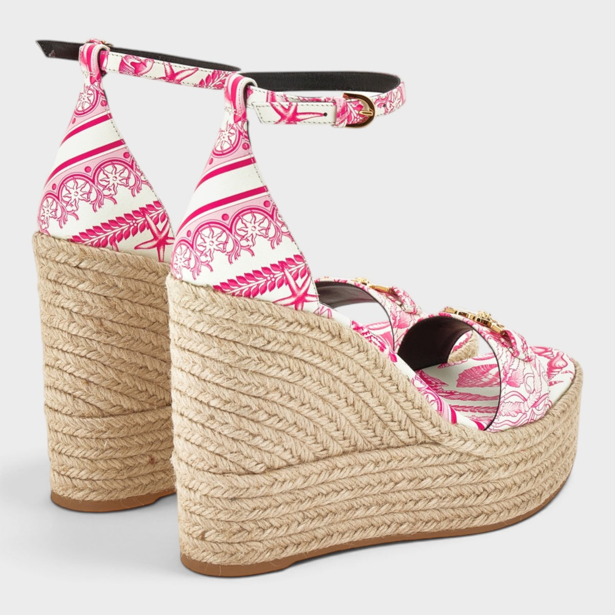 Medusa Platform Espadrilles Pink White Gold