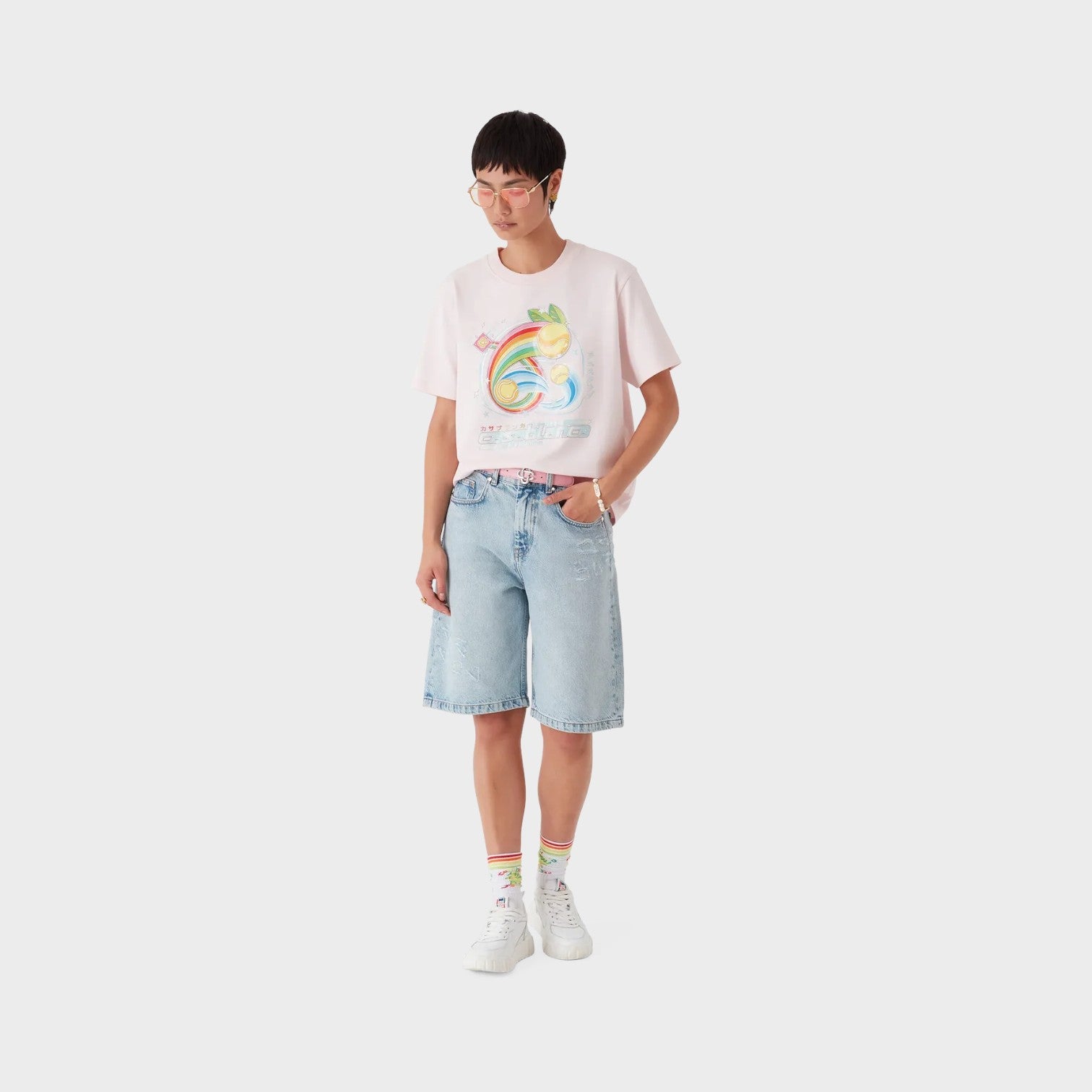 Manga Tennis Ball Printed T-Shirt Pale Pink