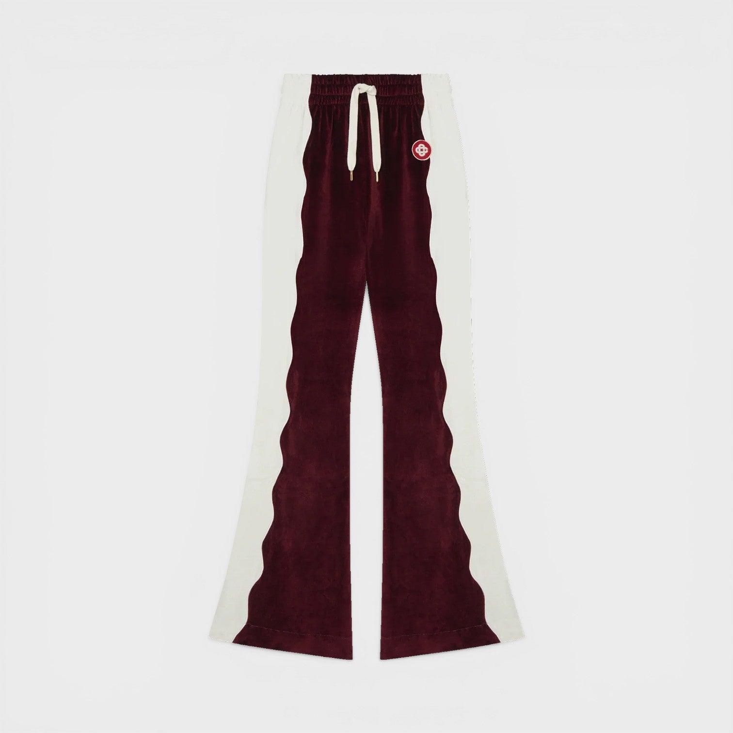 Burgundy Velour Panelled Track Pant