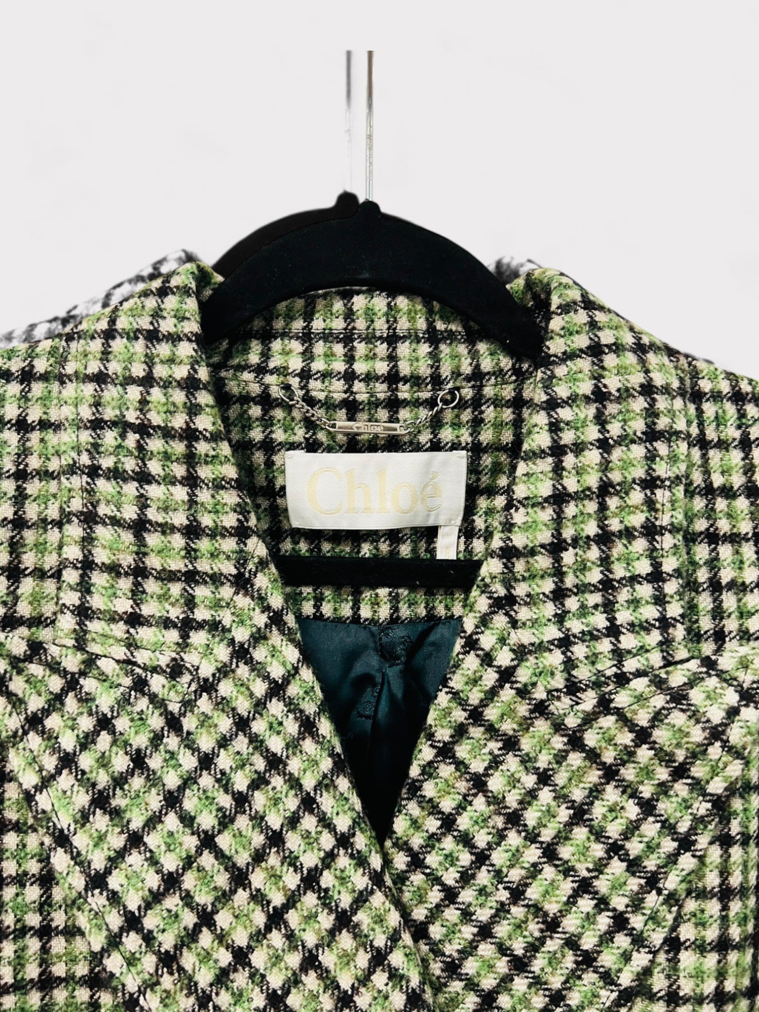 Chloé Check Pattern Double Breasted Coat, 40