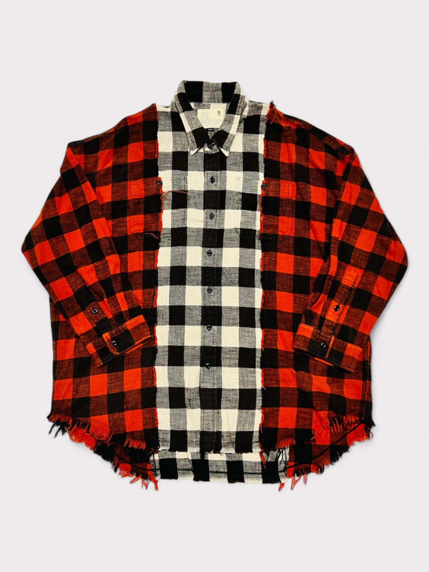 R13 Frayed Checked Shirt Red White