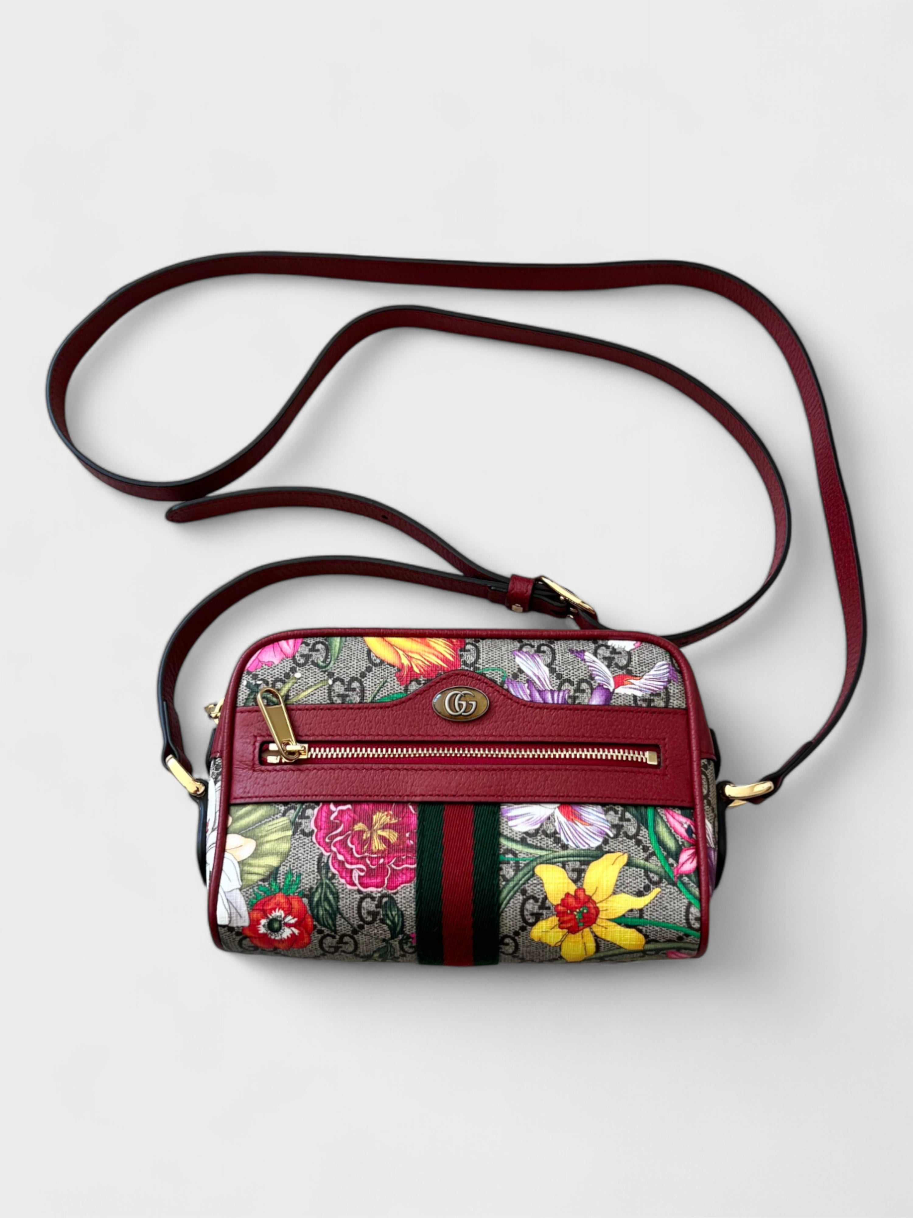 Gucci Ophidia Red Flora Shoulder Bag Small Red