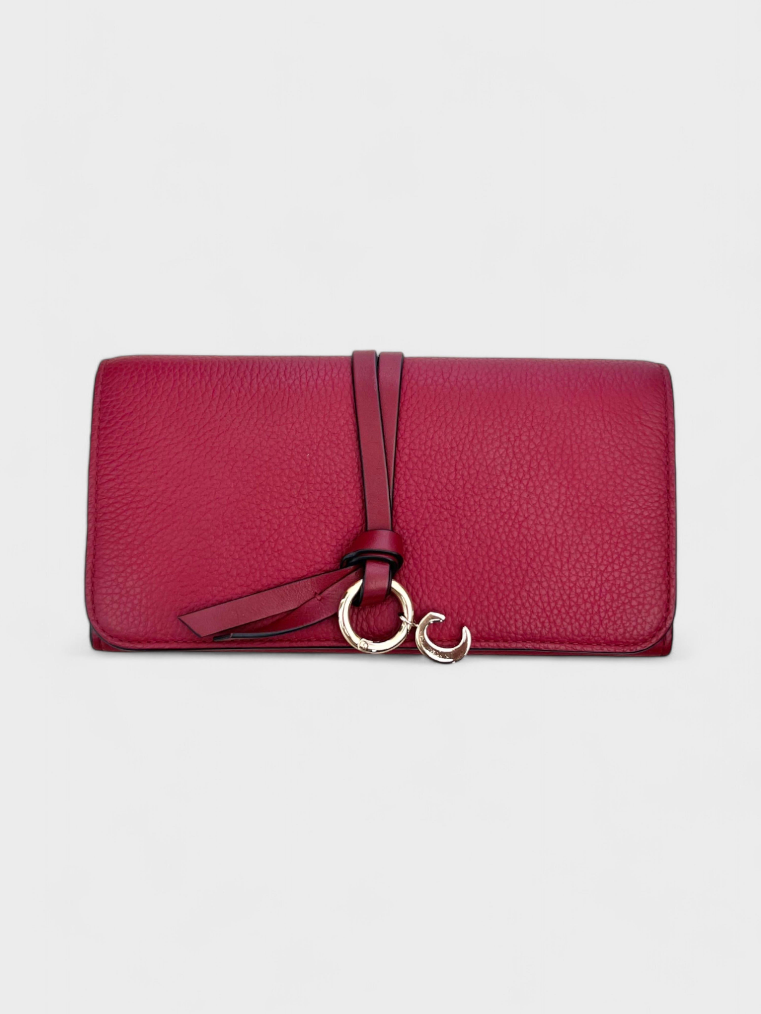 Chloé Alphabet Flap Wallet Red Grained Leather