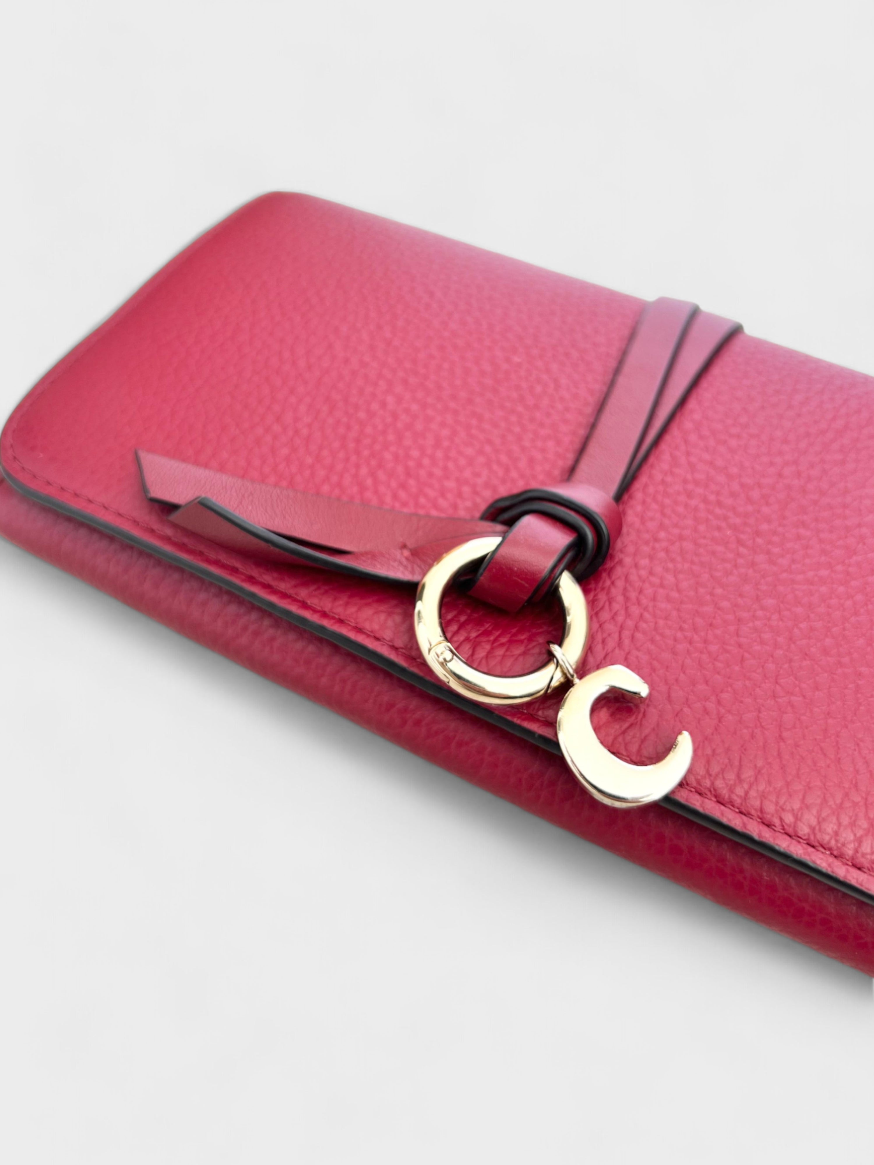 Chloé Alphabet Flap Wallet Red Grained Leather