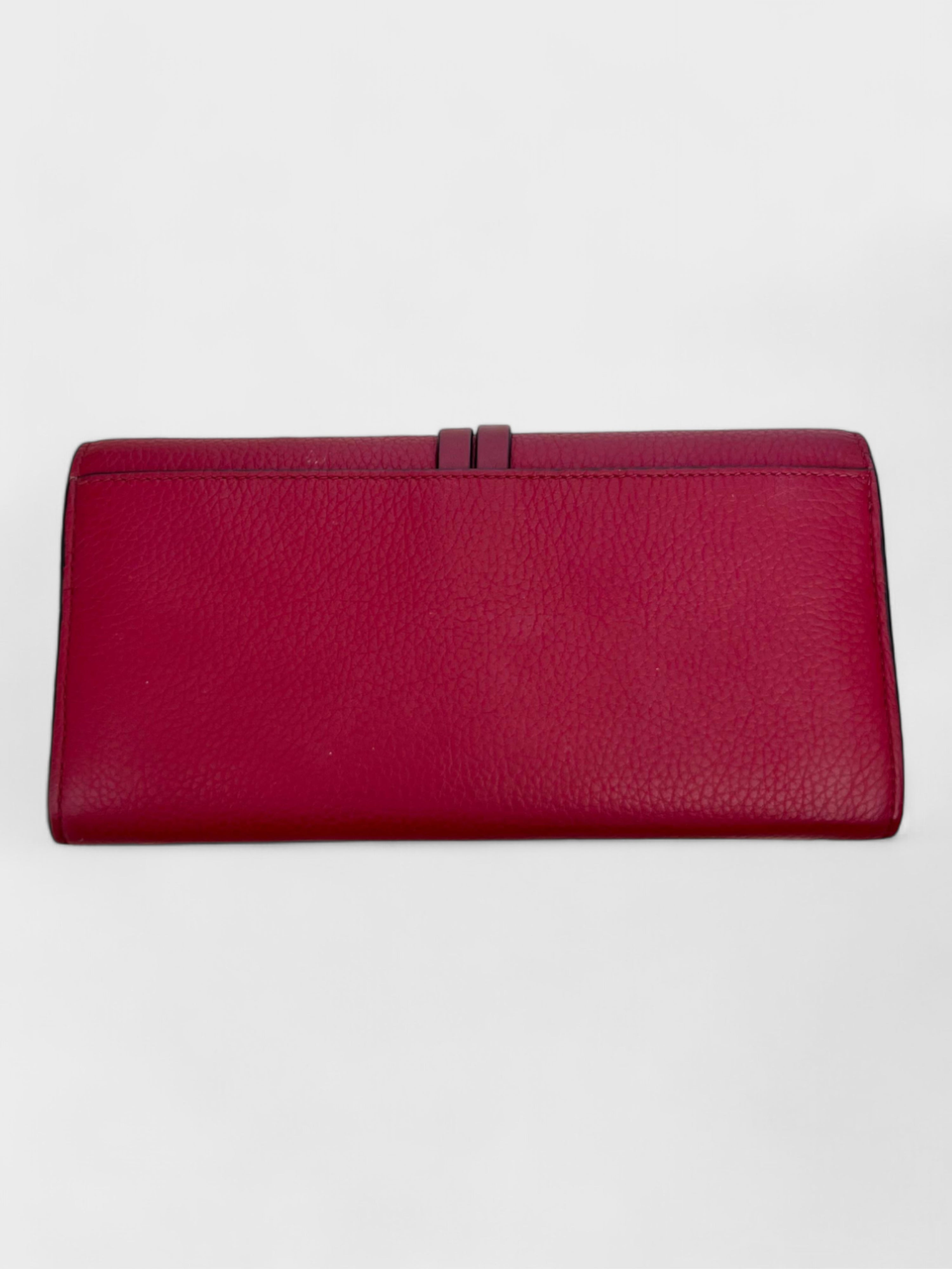 Chloé Alphabet Flap Wallet Red Grained Leather