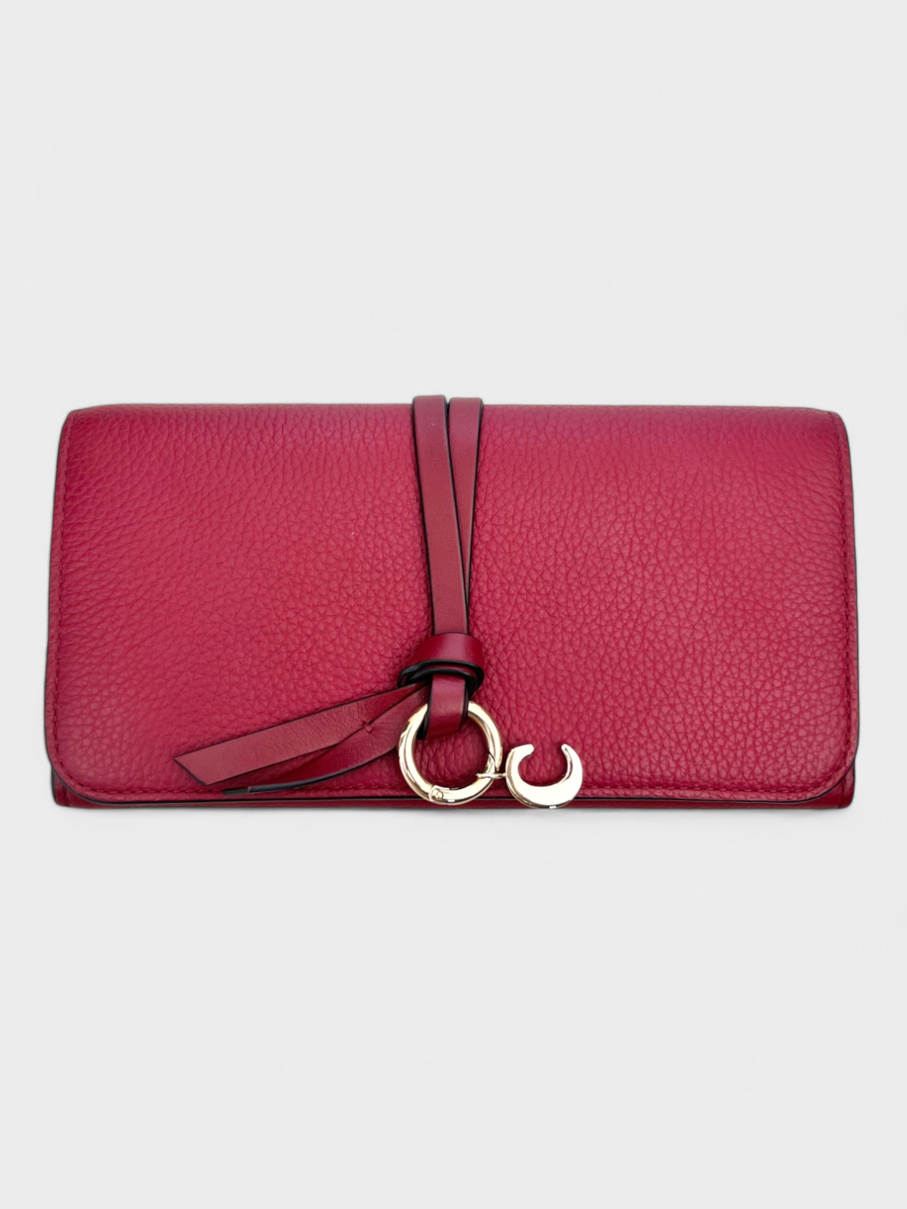 Chloé Alphabet Flap Wallet Red Grained Leather