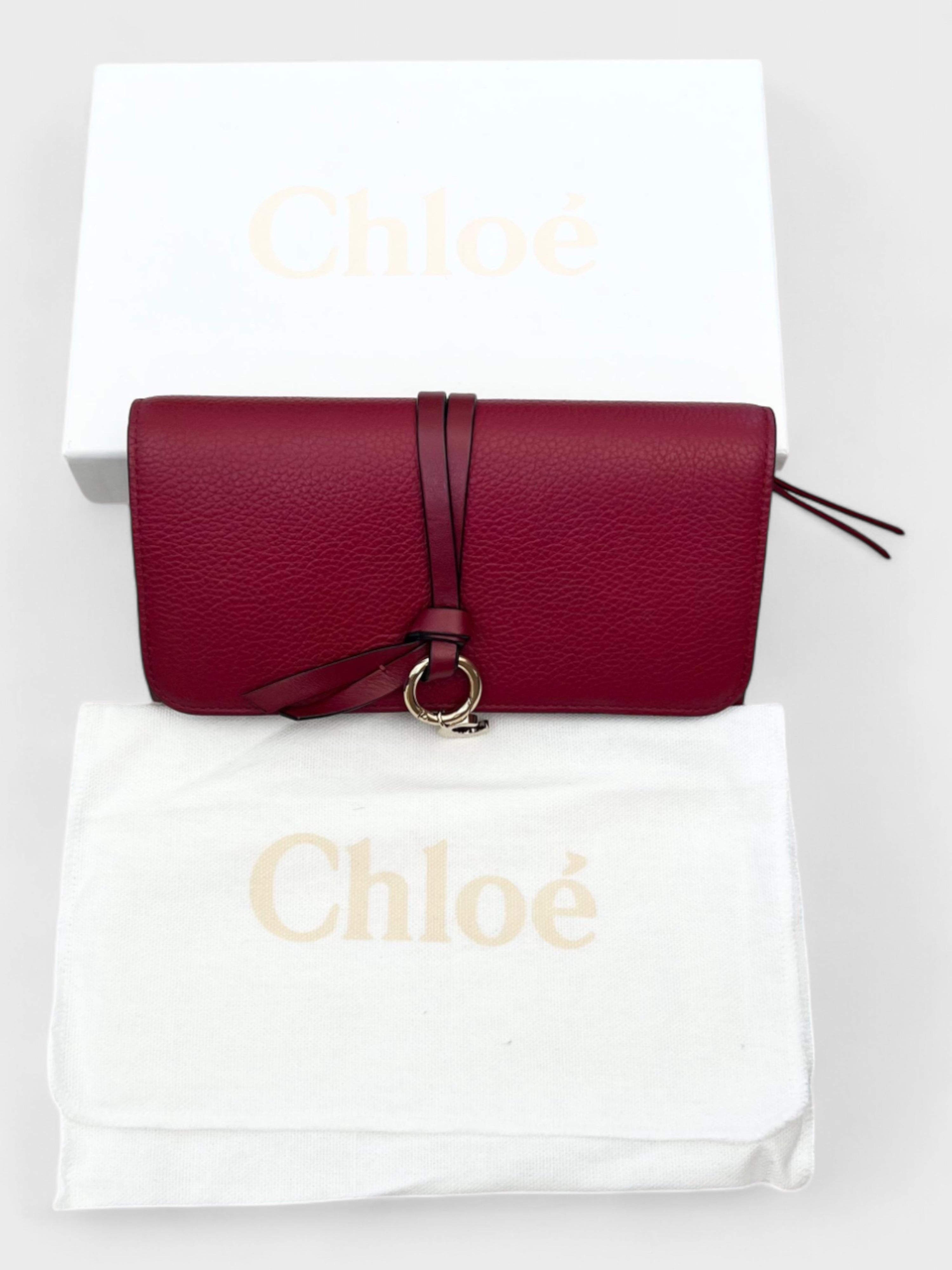 Chloé Alphabet Flap Wallet Red Grained Leather