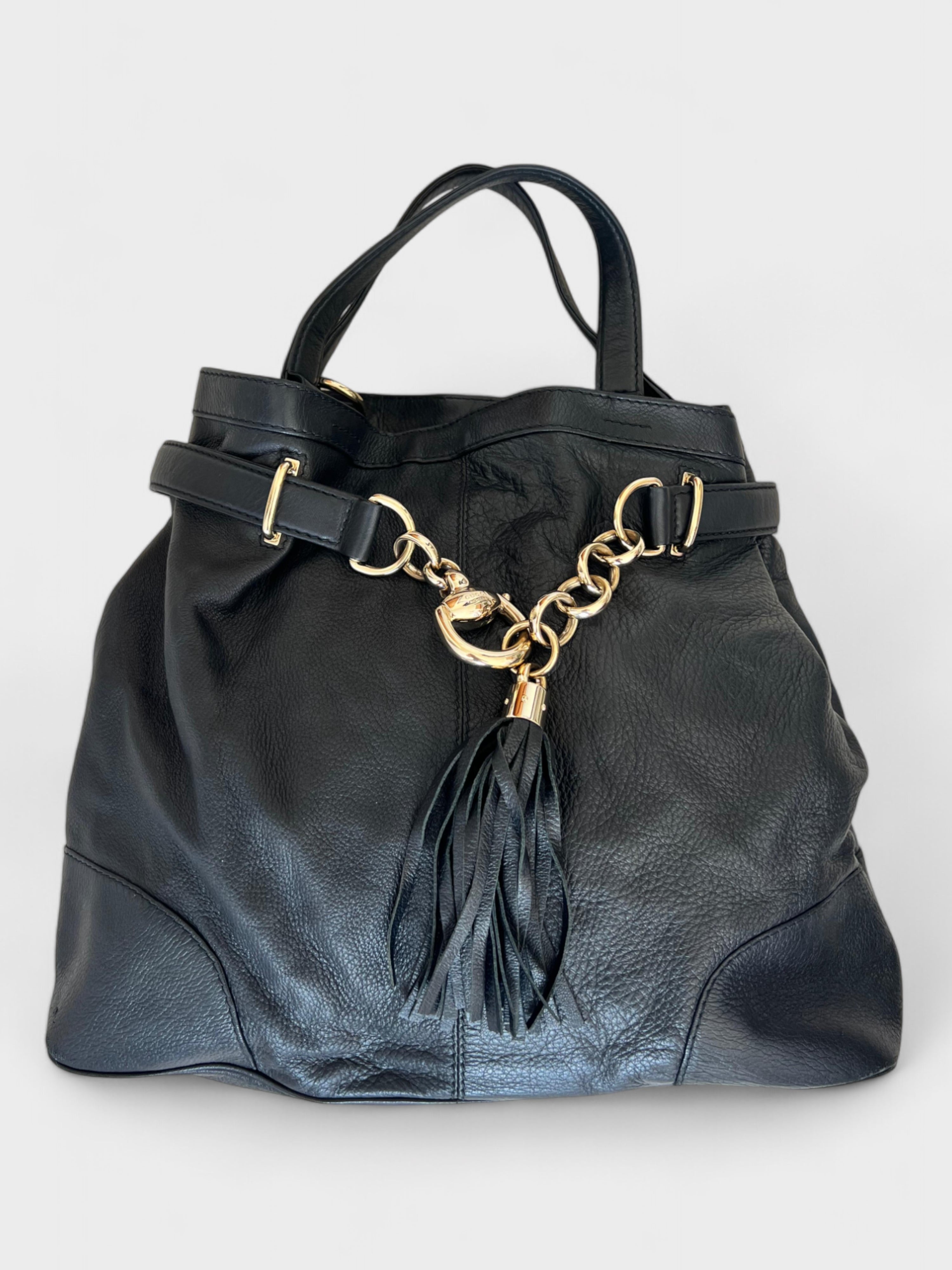 Gucci Black Leather Sienna Bit Tote