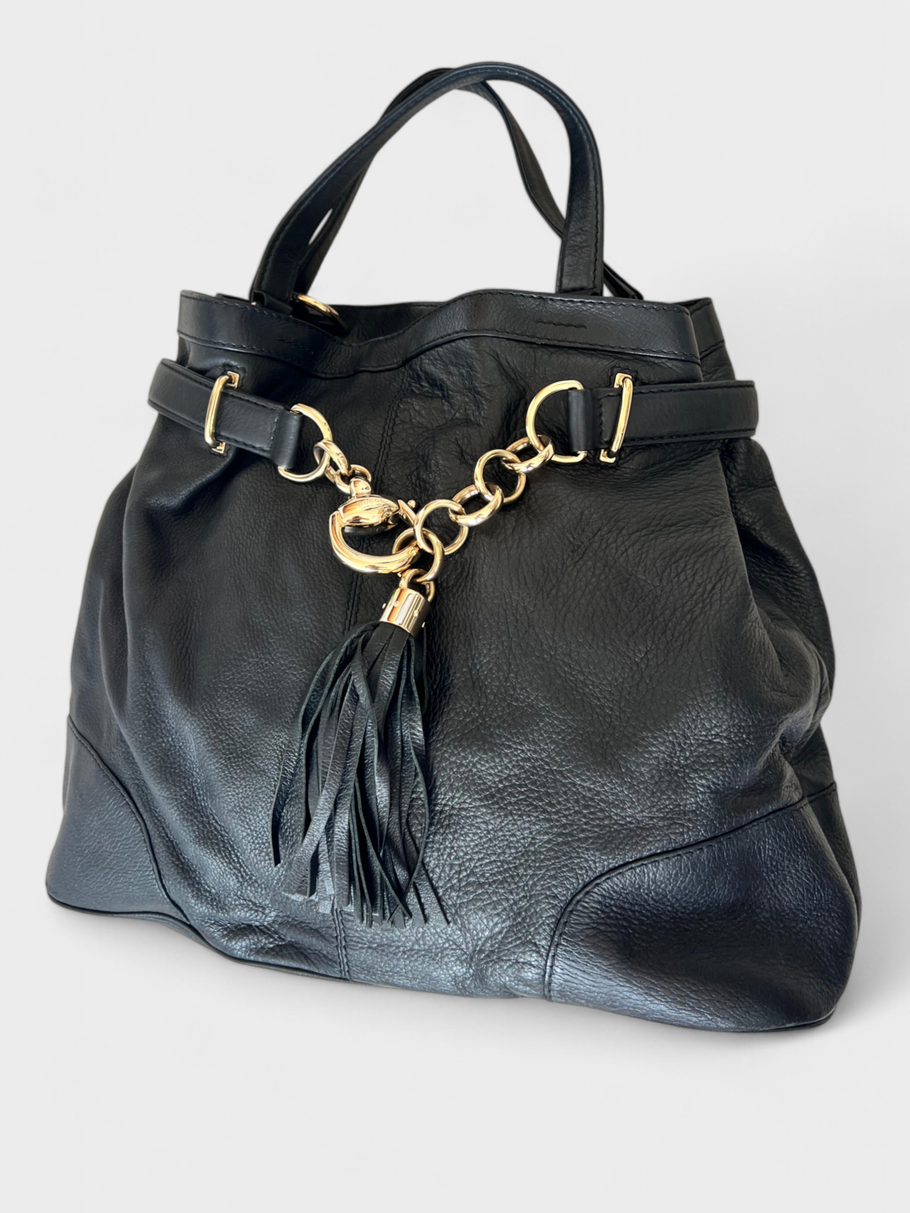 Gucci Black Leather Sienna Bit Tote