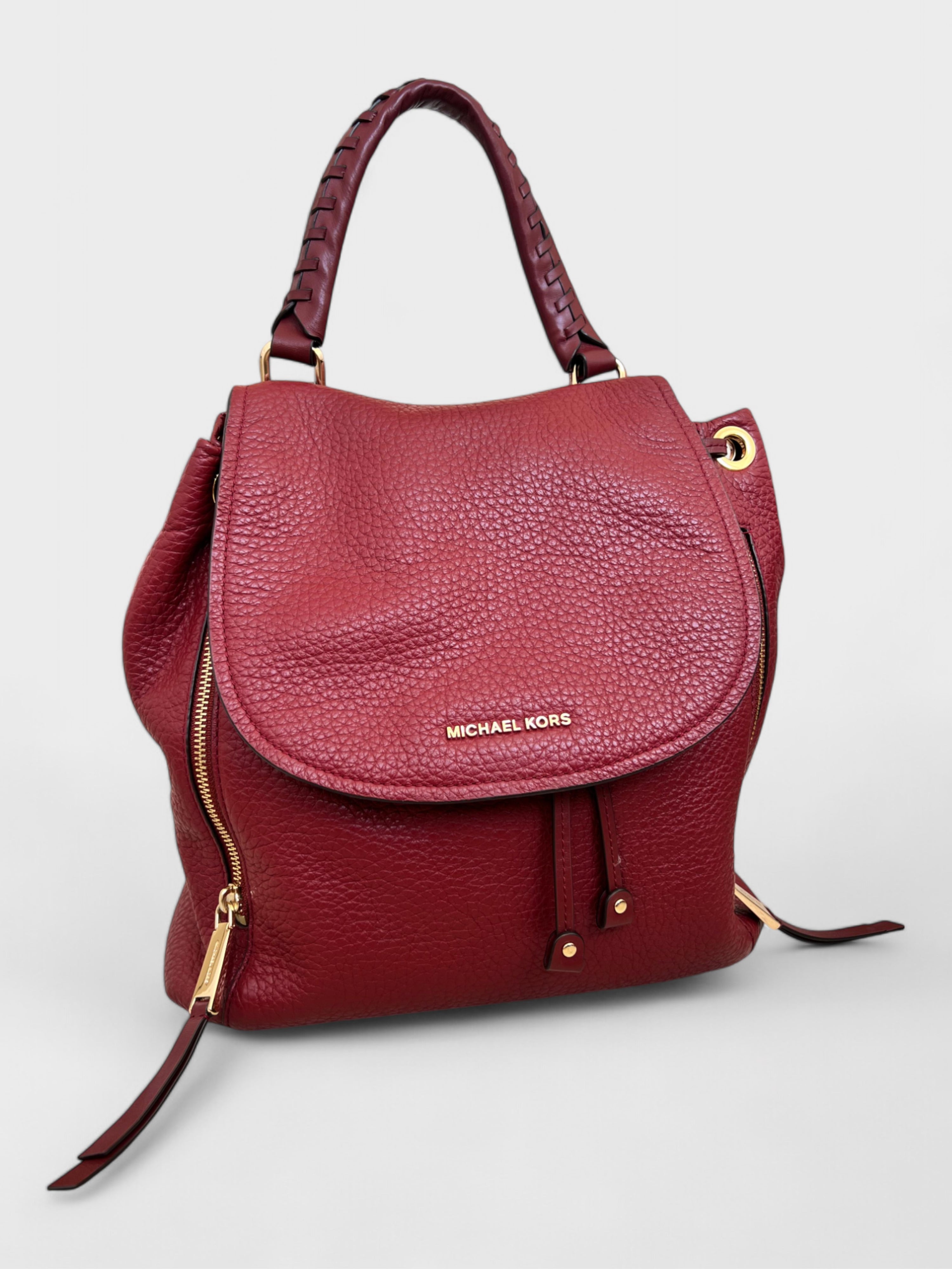 Michael Kors Viv Large Leather Backpack Red