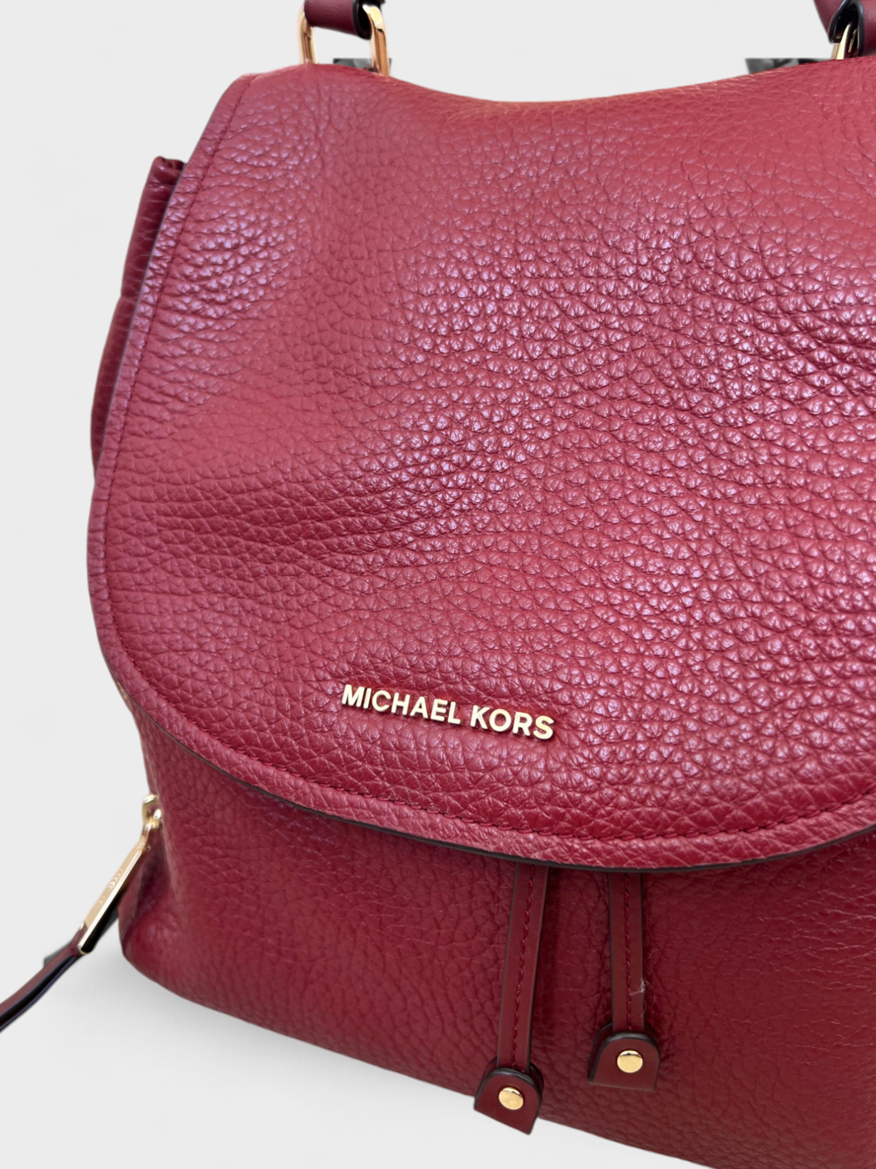 Michael Kors Viv Large Leather Backpack Red