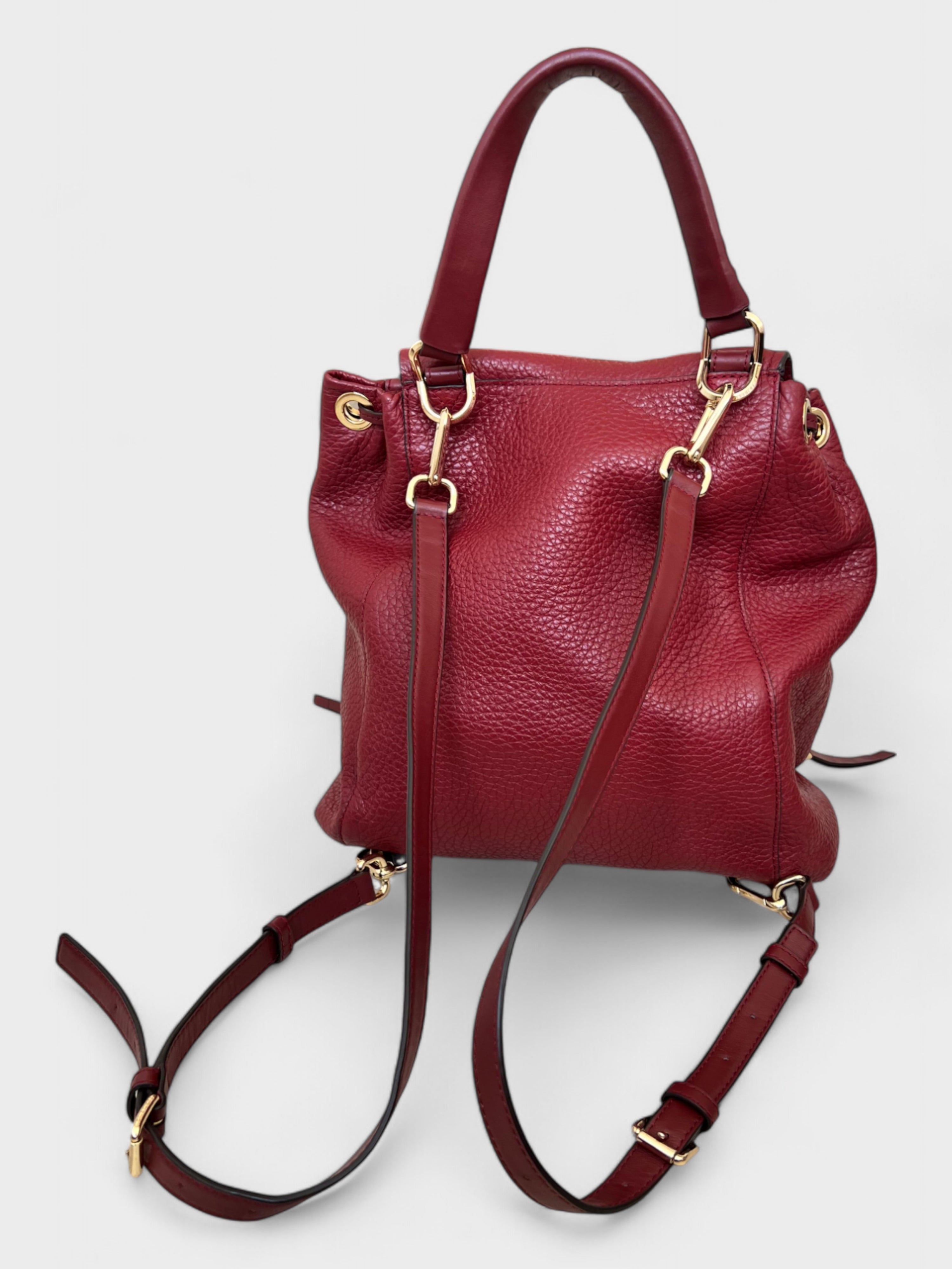 Michael Kors Viv Large Leather Backpack Red