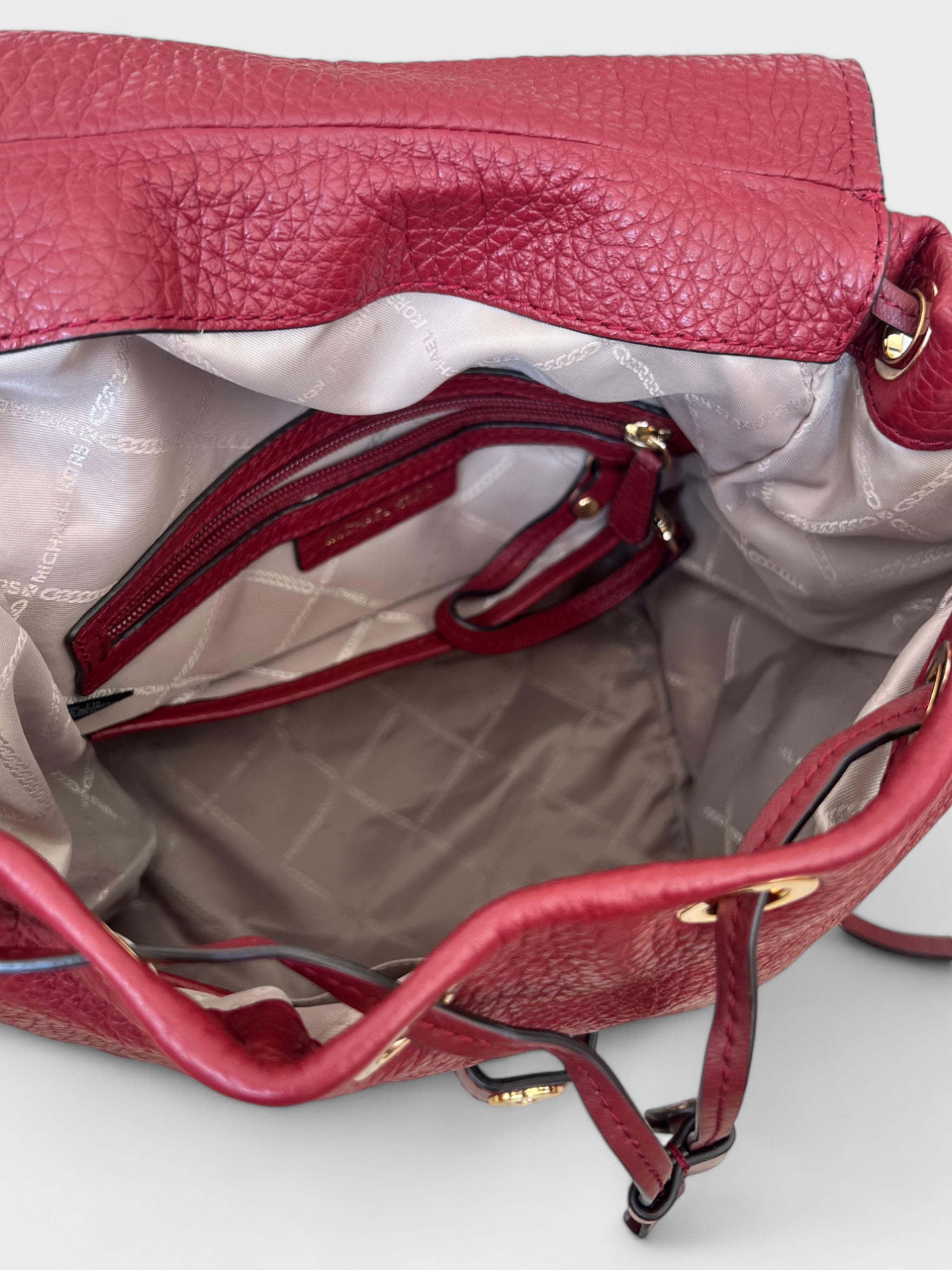 Michael Kors Viv Large Leather Backpack Red