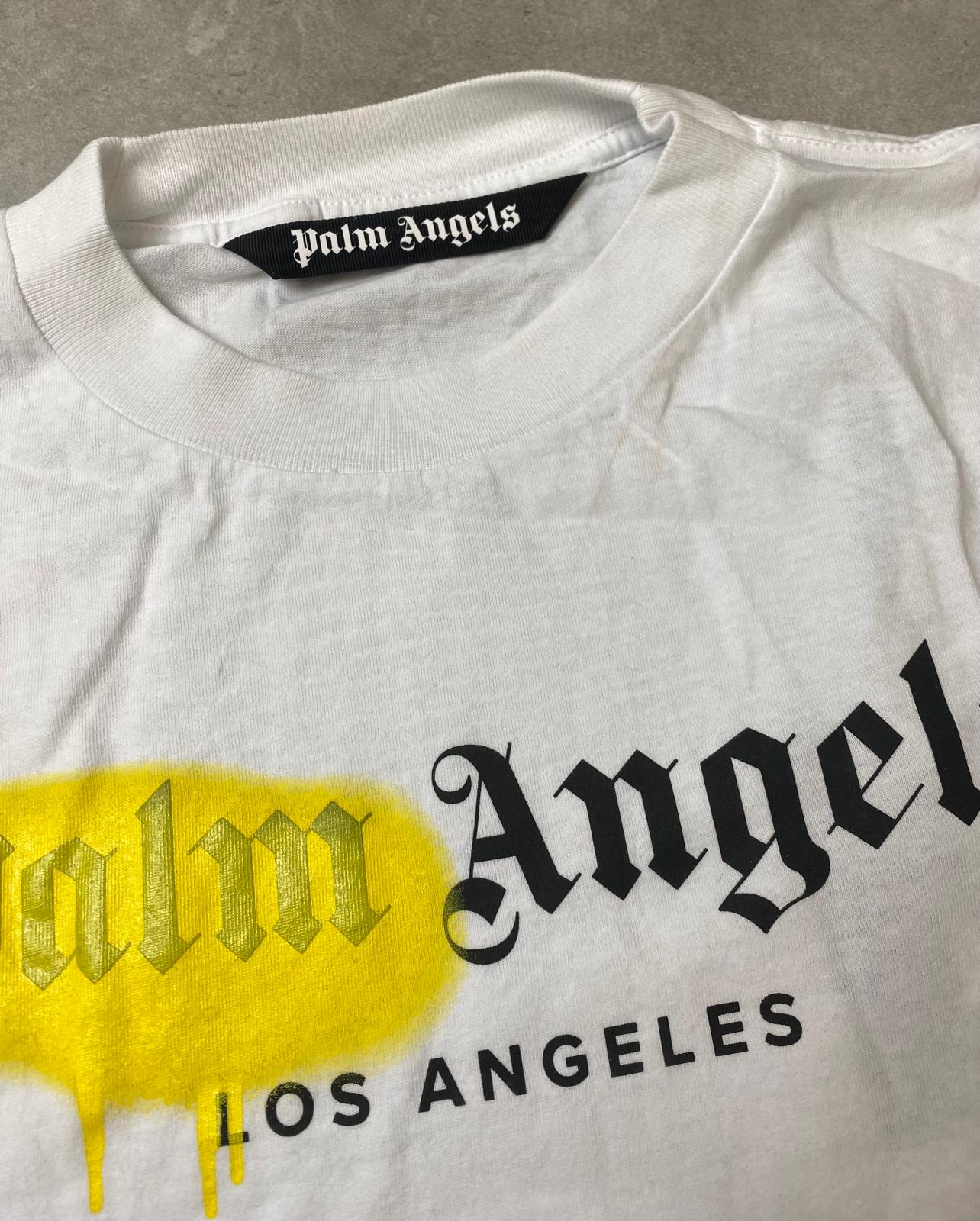 Palm Angels Los Angelos Sprayed Logo T Shirt White XXL