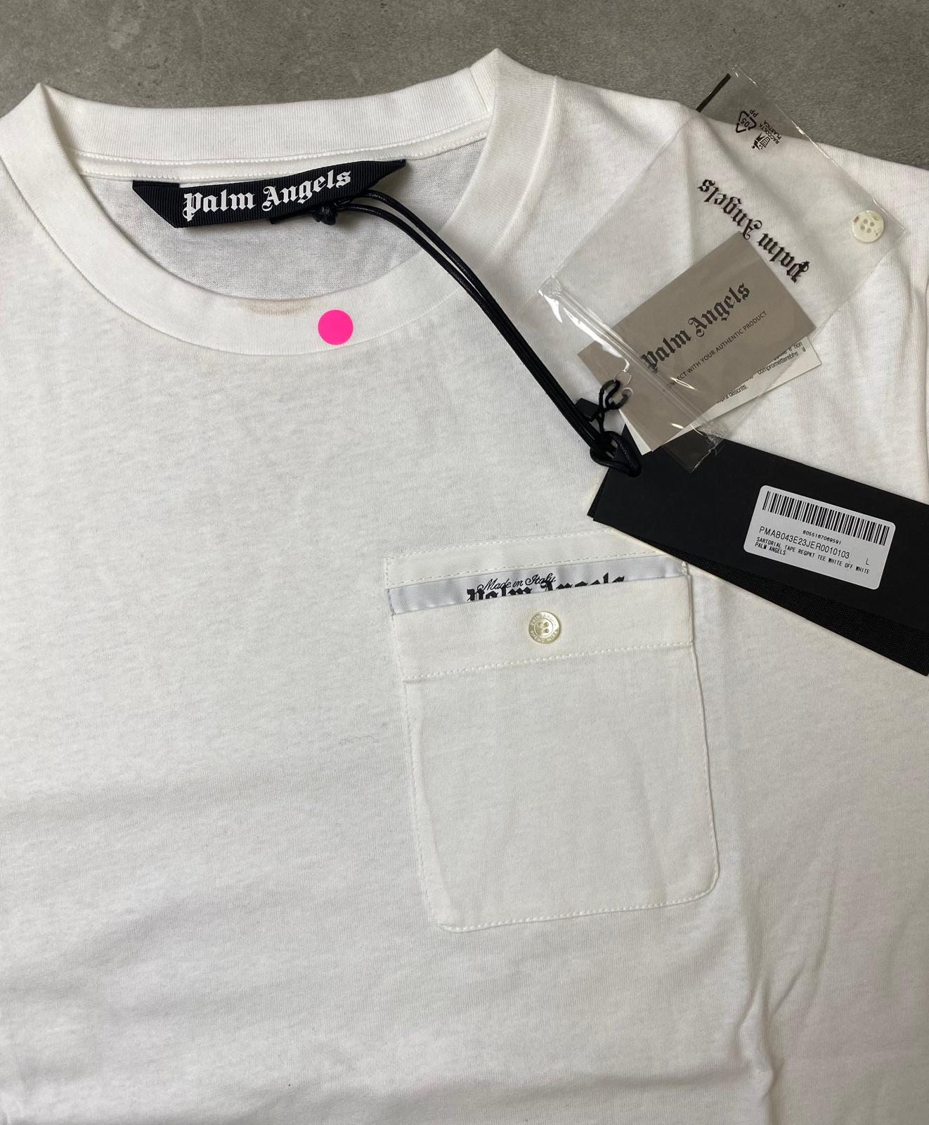 Palm Angels Sartorial Tape Pocket L/S T Shirt White L