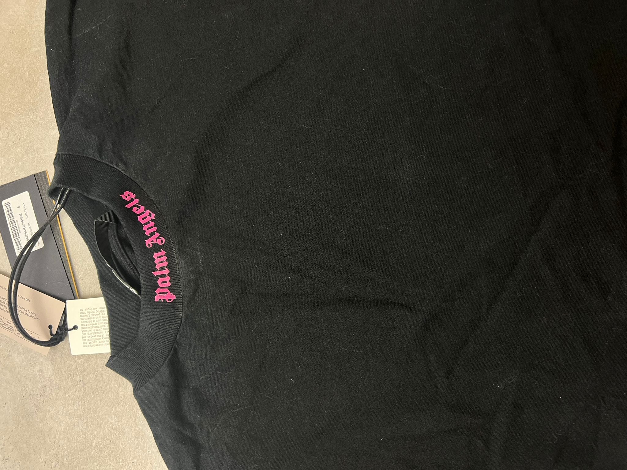 Palm Angels Double Logo Over T Shirt Black Fuchsia S