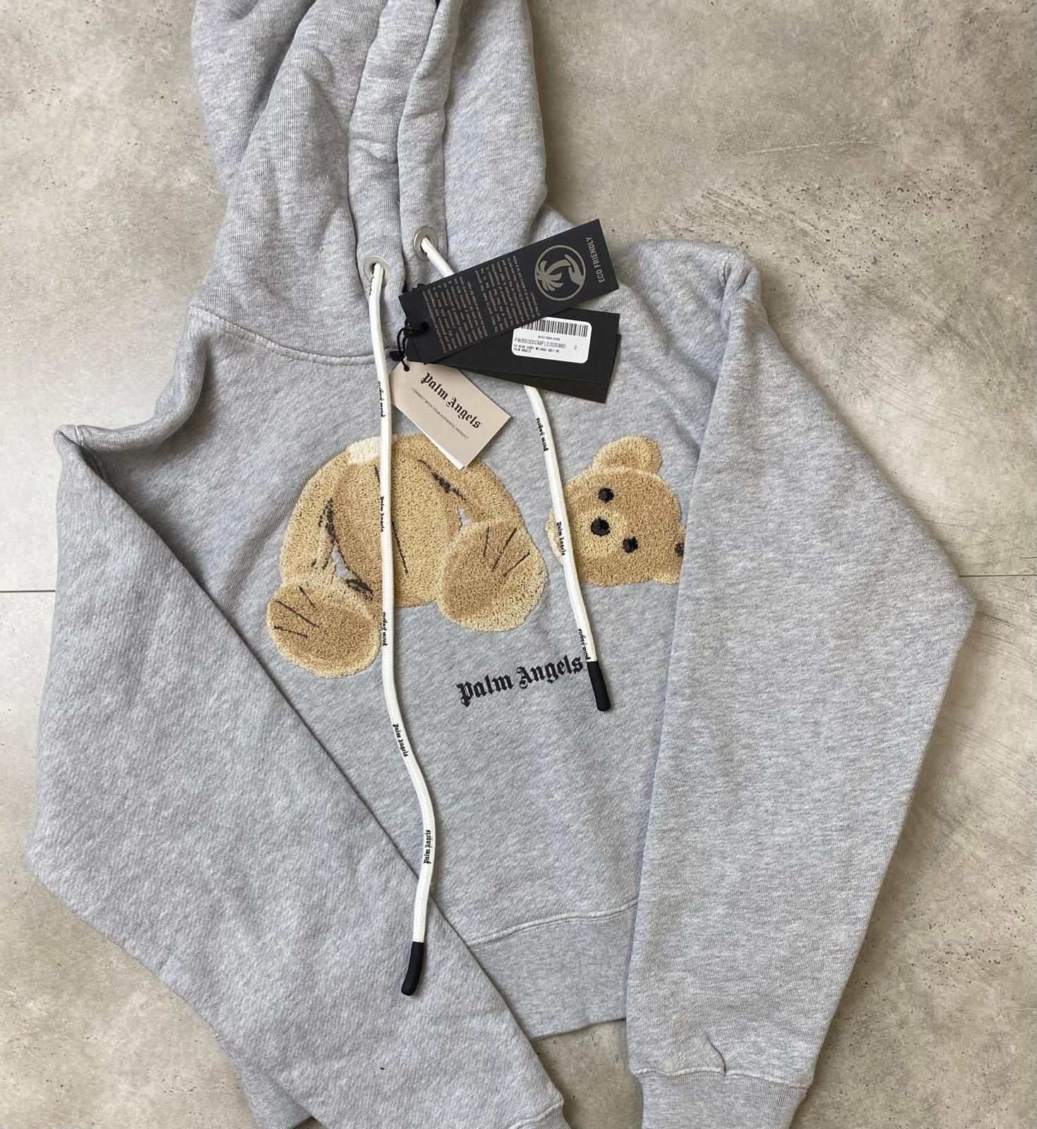 Palm Angels Bear Hoodie Melange Grey Brown S