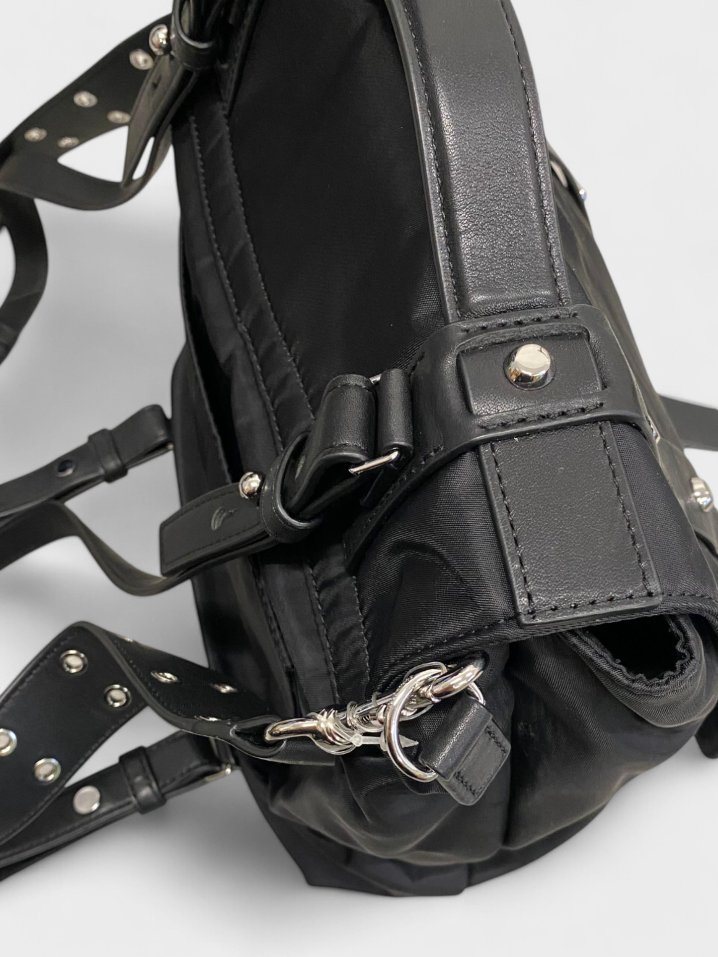 All Saints Nylon Stud Details Backpack Black