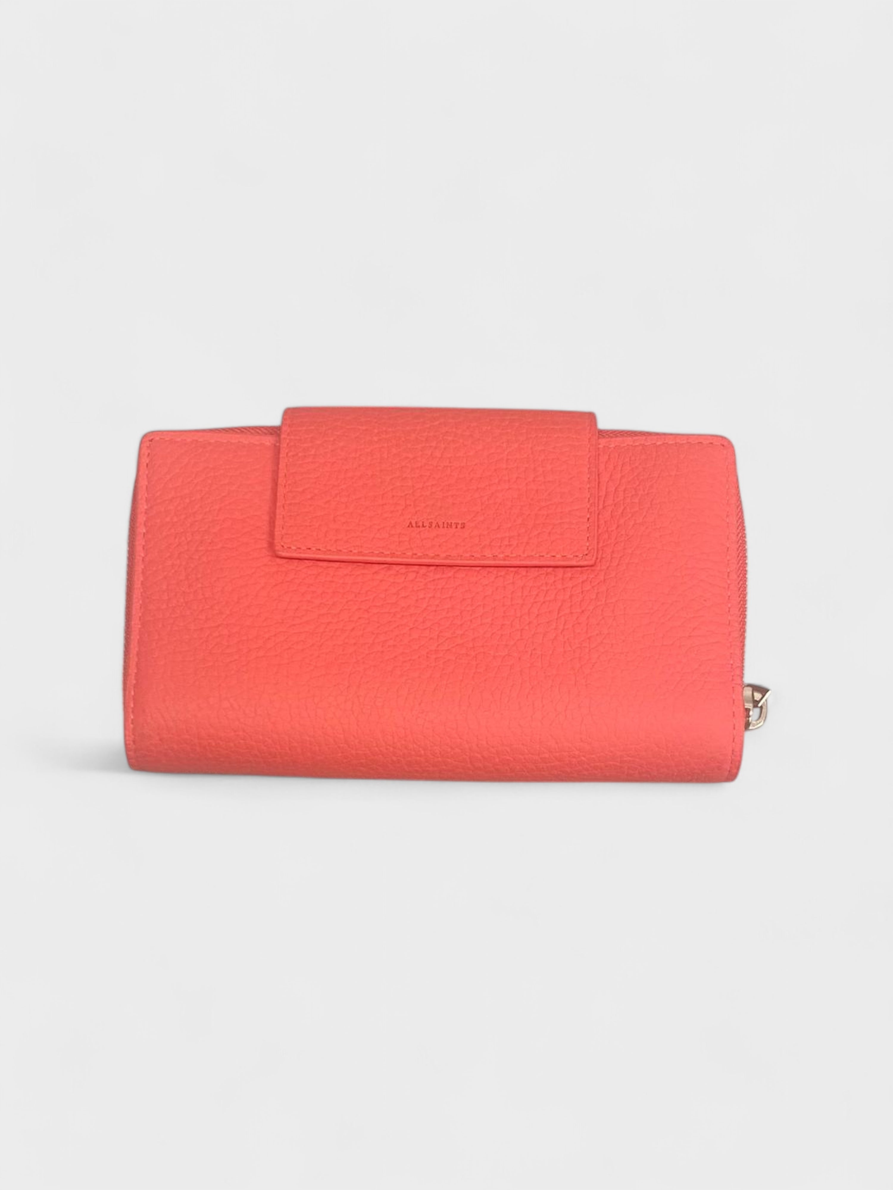 All Saints Zip Around Clutch Wallet Pink