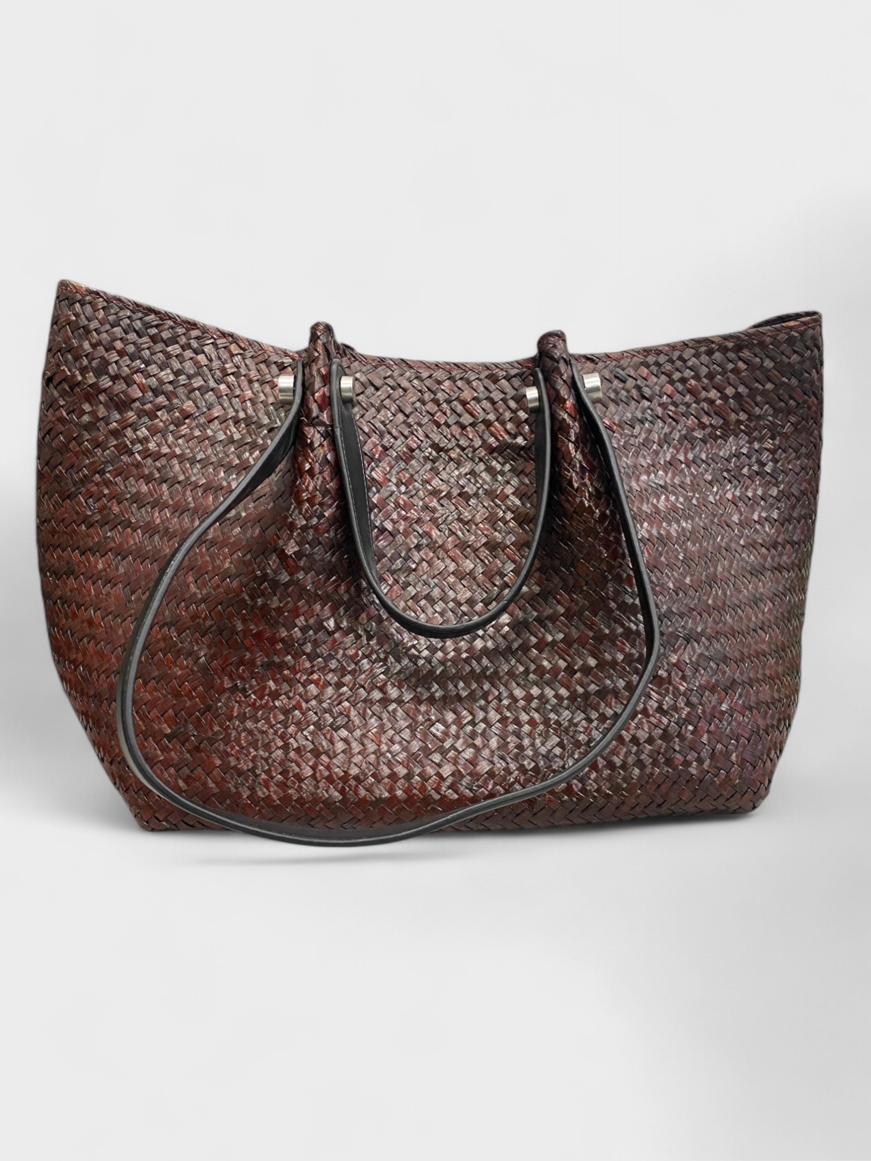 All Saints Allington Straw Tote Bag Brown