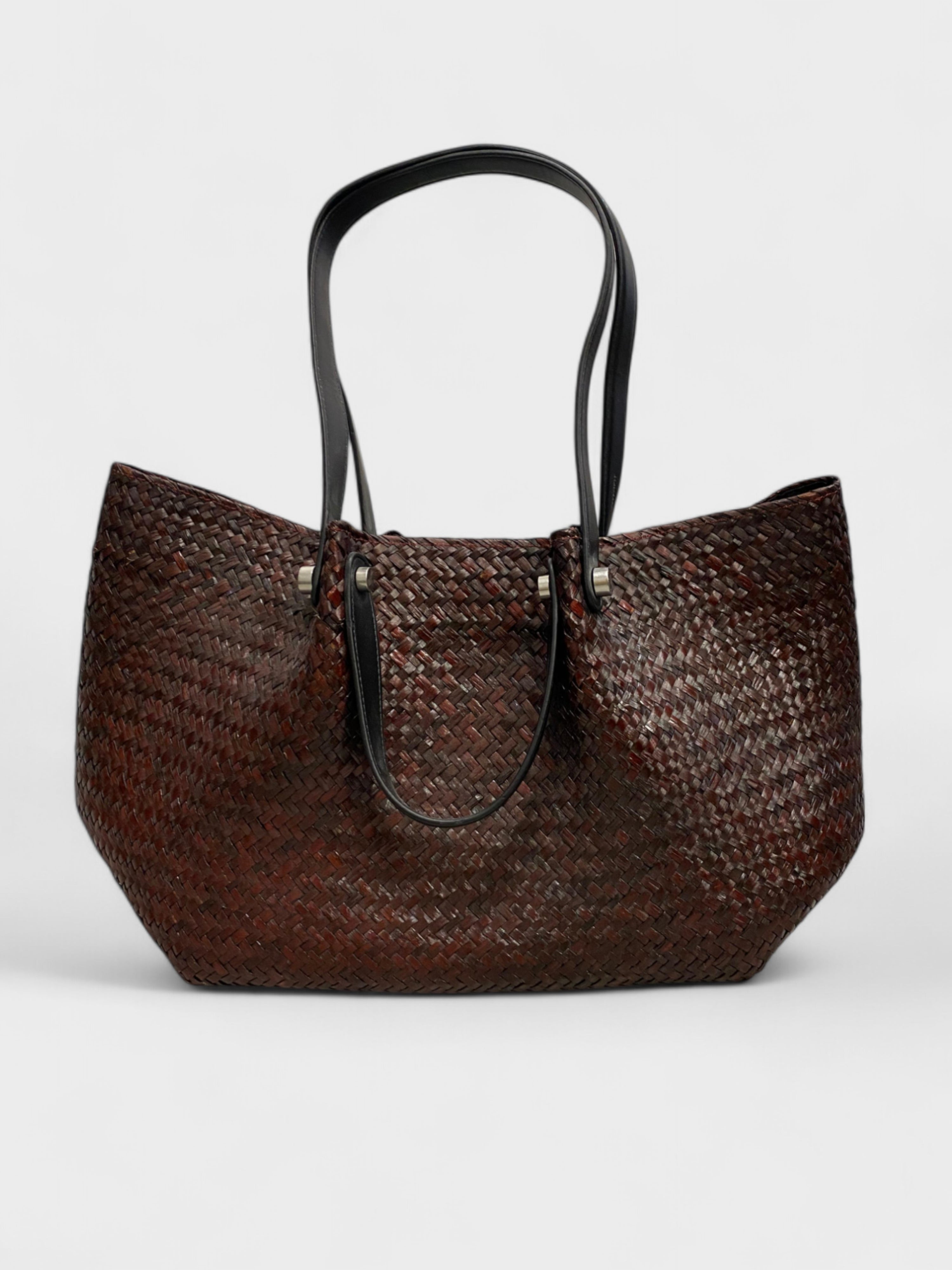 All Saints Allington Straw Tote Bag Brown